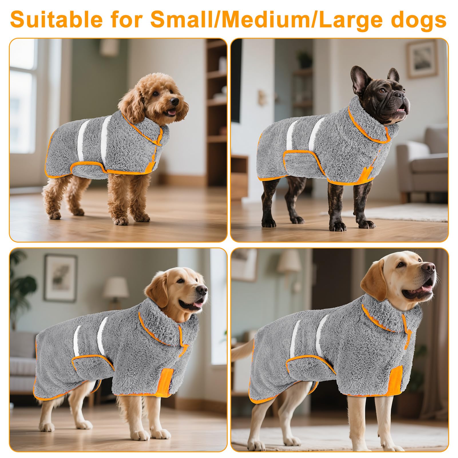 Bienbee Dog Bathrobe - Quick Drying, Super Absorbent Towel for Dogs, XX-Large, Grey
