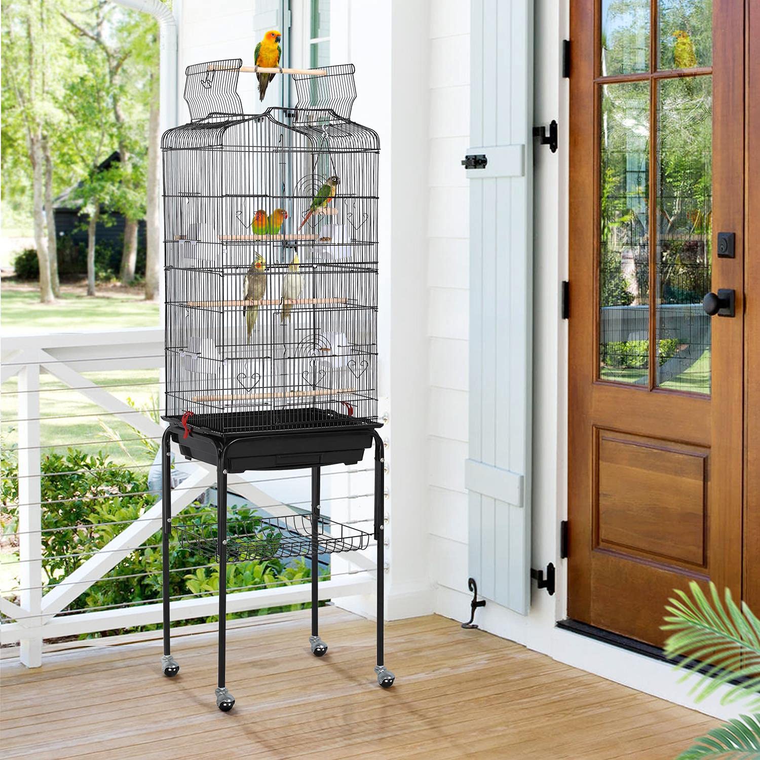 Yaheetech 64-Inch Play Open Top Medium Small Bird Cage With Detachable Rolling Stand For Parrot Lovebirds Finches Canaries Parakeets Cockatiels Budgie Parrotlet Conures