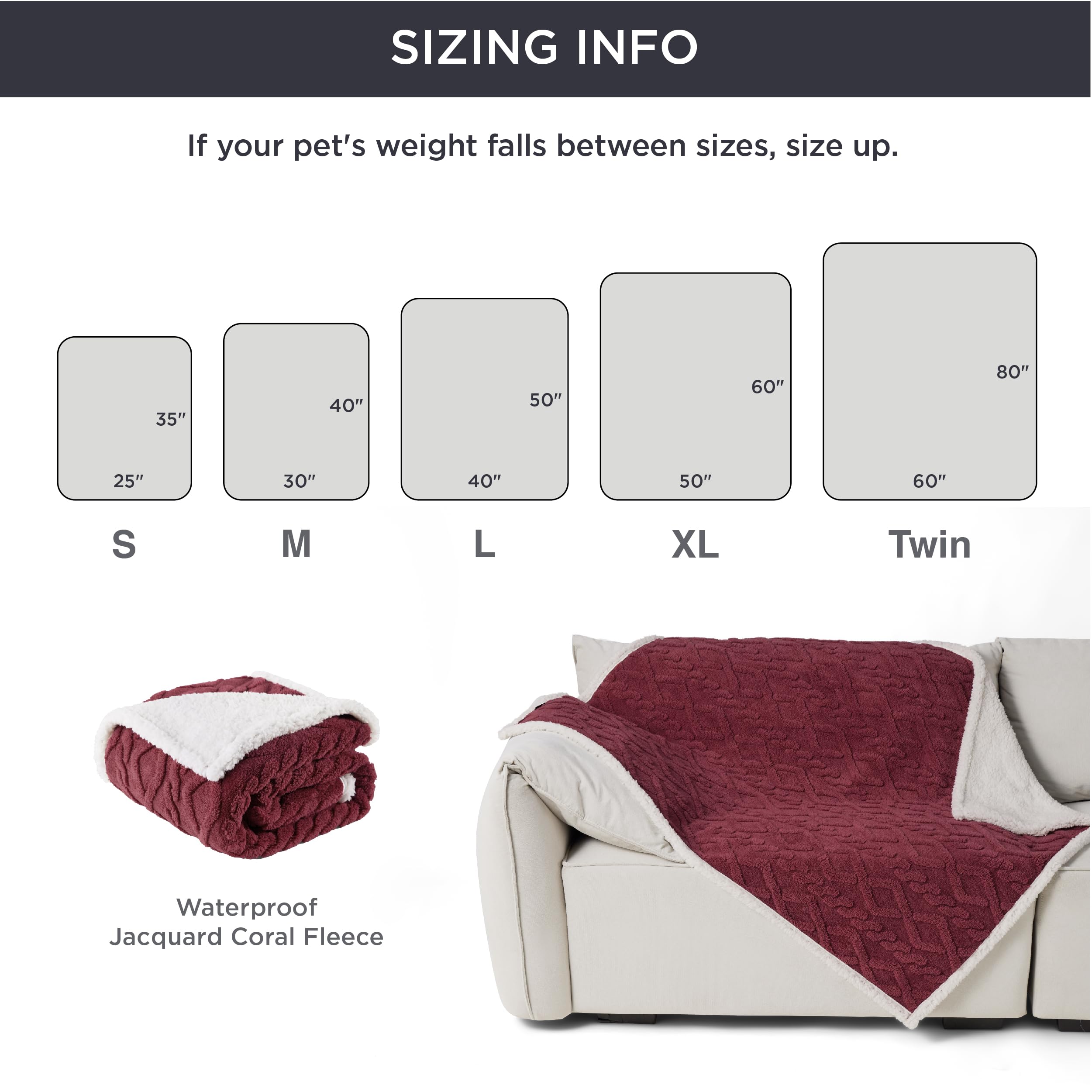 Bedsure Waterproof Dog Blankets For Large Dogs - Pet Blanket For Bed Couch Protector Washable, Premium Jacquard Coral Fleece Cat