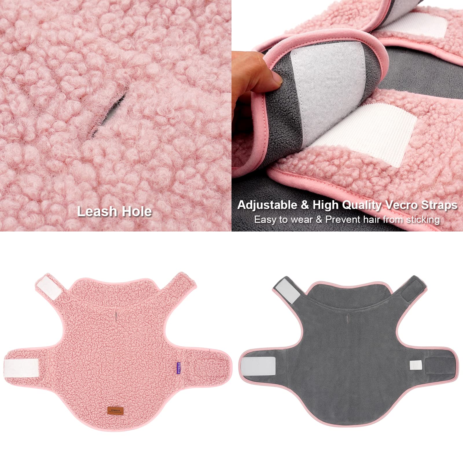 Cyeollo Dog Coat Sherpa Fleece Reversible Jacket Turtleneck Sweater Vest Thick Dog Jackets For Winter Warm Clothes Cold Weather Coats For Small Dogs Pink Apparel