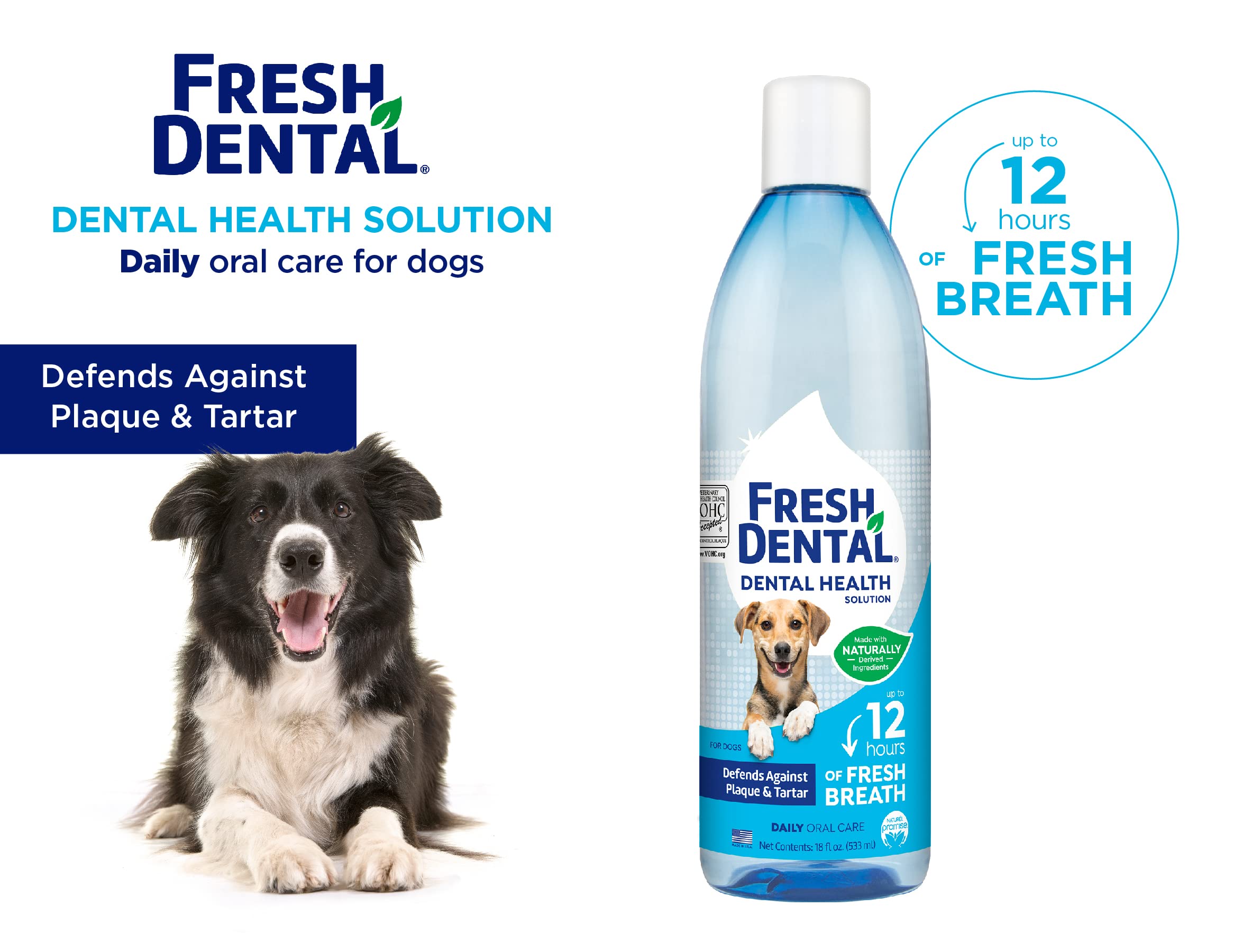 Naturel Promise Fresh Dental Water Additive - Dental Health Solution for Dogs - Easy to Use - Helps Clean Teeth - Freshens Breat