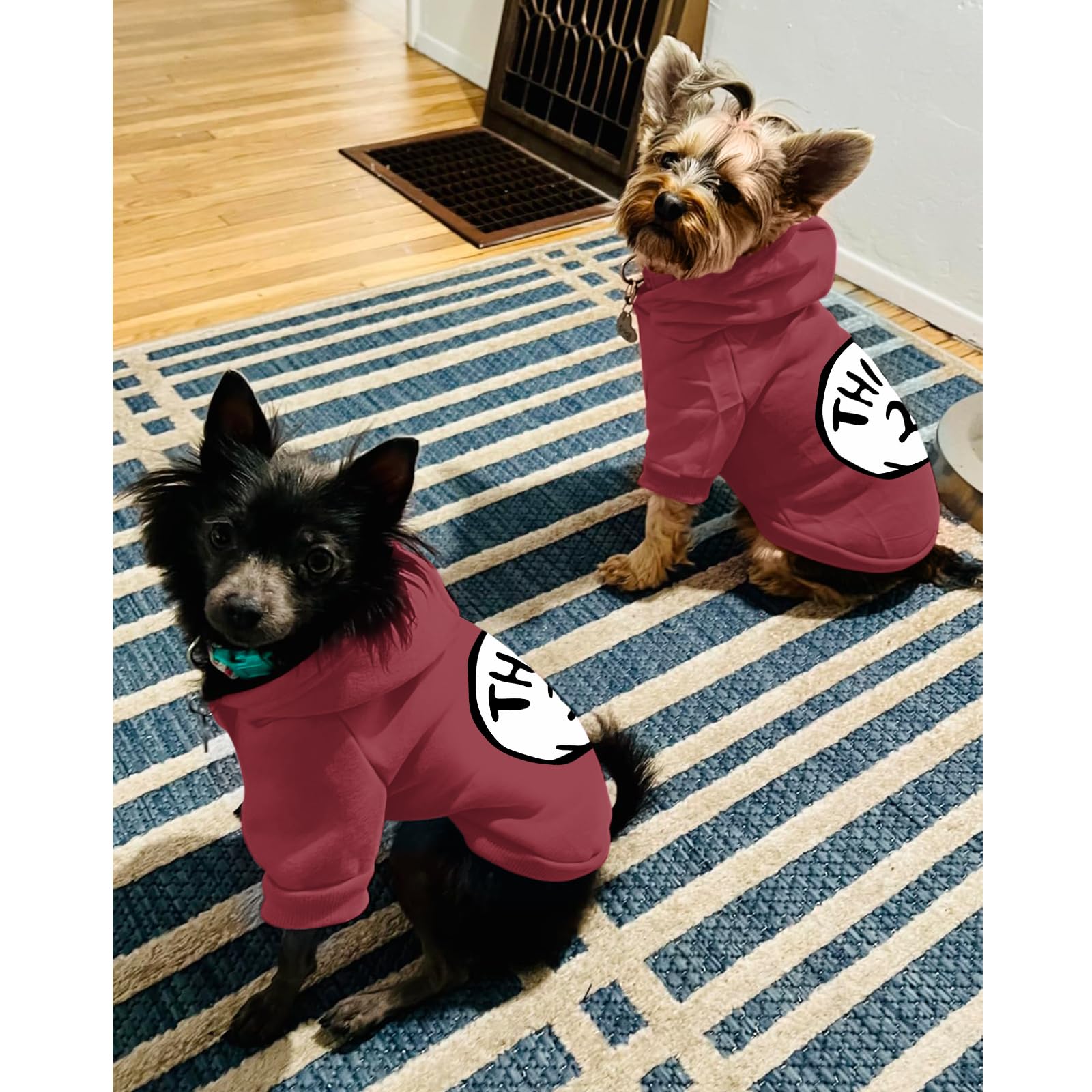 Cayxatiu Dog Hoodie Pet Clothes For Small Dogs Thing 2 Printed Hoodies Medium Puppy Hooded Sweatshirt Pullover Outfit(Wine Red,X