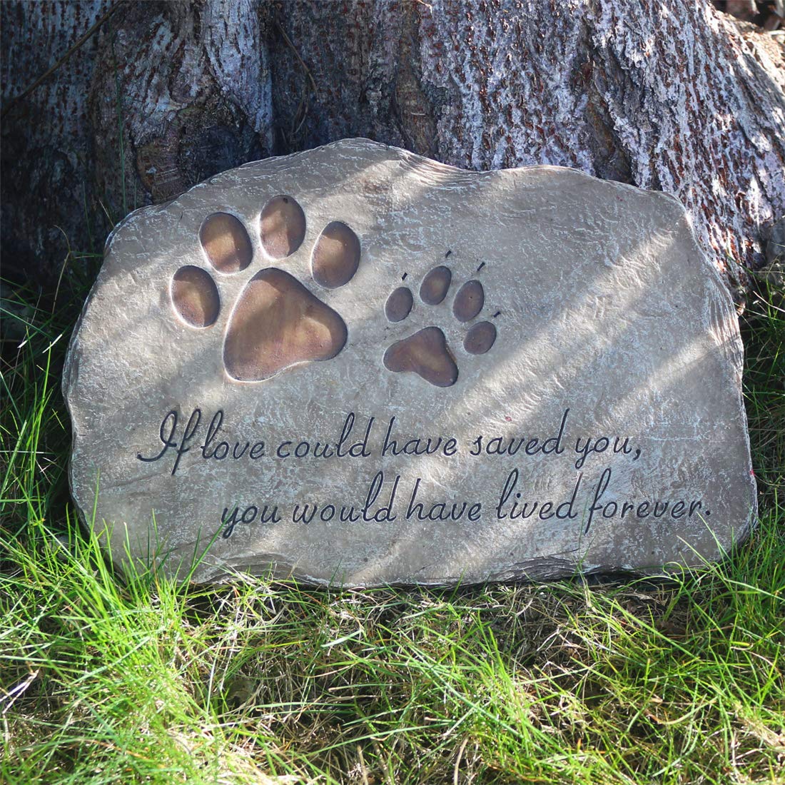 Jinhuoba Paw Prints Dog Pet Memorial Stones, Pet Garden Stone Grave Marker For Dog Or Cat, Hand-Painted Pet Memorial Gift Loss Gifts Sympathy Gifts For Dogs Or Cats Indoor Or Outdoor, 11' X 8'