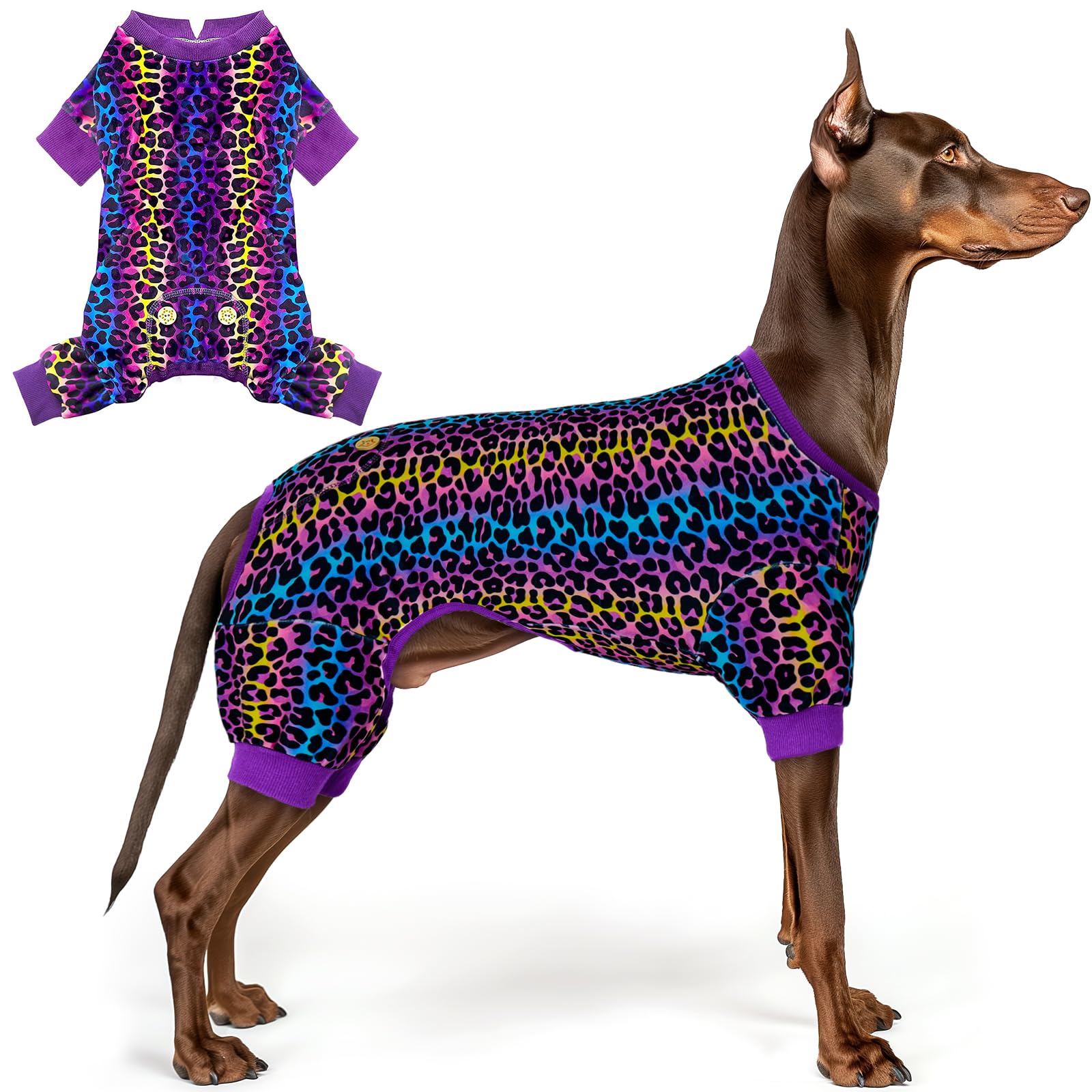 Kyeese Dog Pajamas Leopard Dog Costume Soft Dog Surgery Recovery Suit Dog Pajamas Large Sized Dog Large Dog Pajamas Dog Body Suits After Surgery Dog Onesie Dog Coat Cat Clothes Dog Clothes