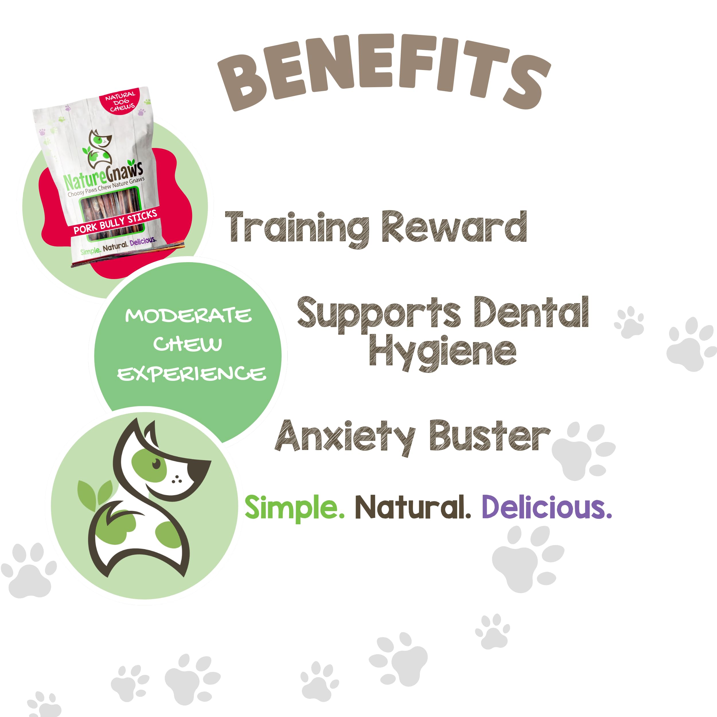 Nature Gnaws Pork Bully Sticks For Dogs - Premium Natural Dental Bones - Long Lasting Dog Chew Treats For Small Dogs & Puppies -