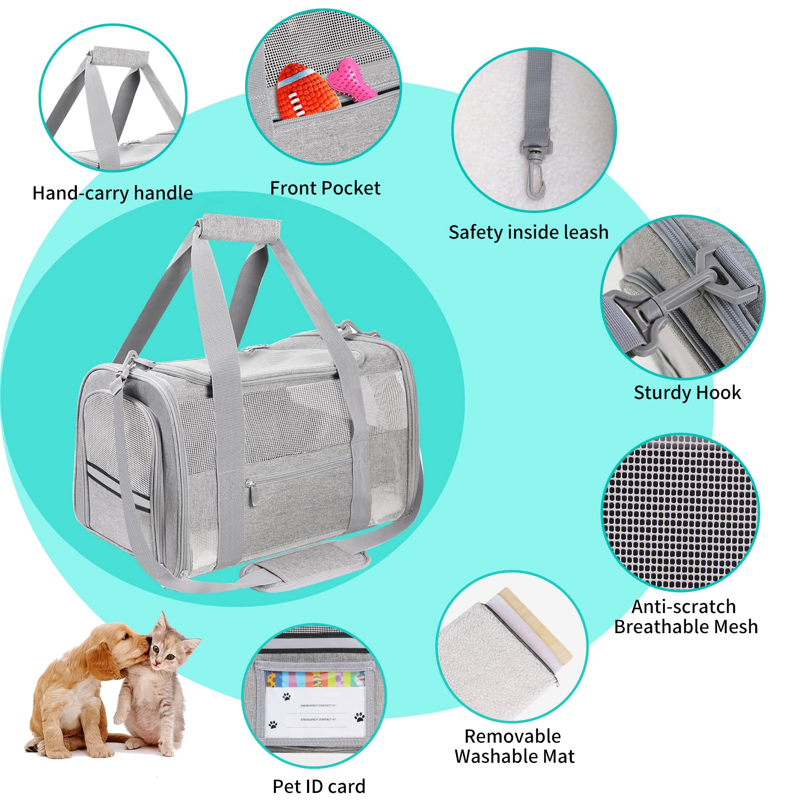 Cussiou Large Airline Approved Pet Carrier Backpack For Cats & Dogs, Collapsible Cat Carrier With Breathable Mesh & Safety Leash
