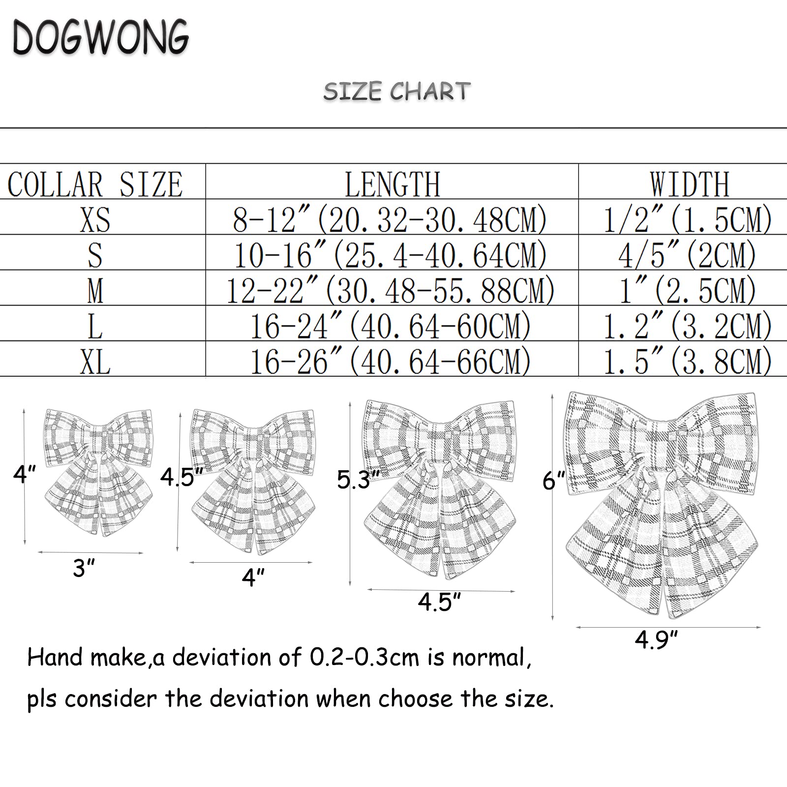 Dogwong Fall Dog Collar With Sailor Bow Tie, Orange Plaid Dog Collar Soft Durable Cotton Dog Collar For Small Medium Large Dog