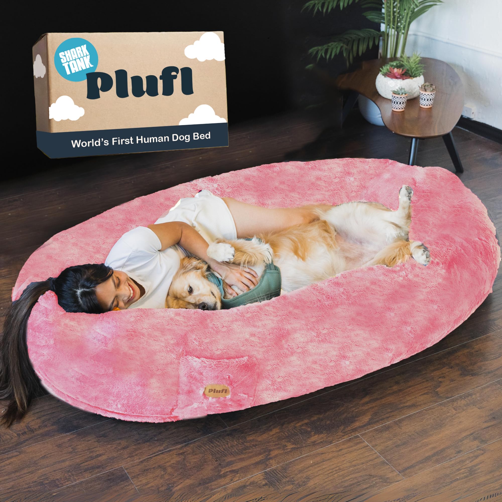 Plufl, The Original Human Dog Bed For Adults, Kids, And Pets. As Seen On Shark Tank. Comfy Plush Large Bean Bag With Memory Foam