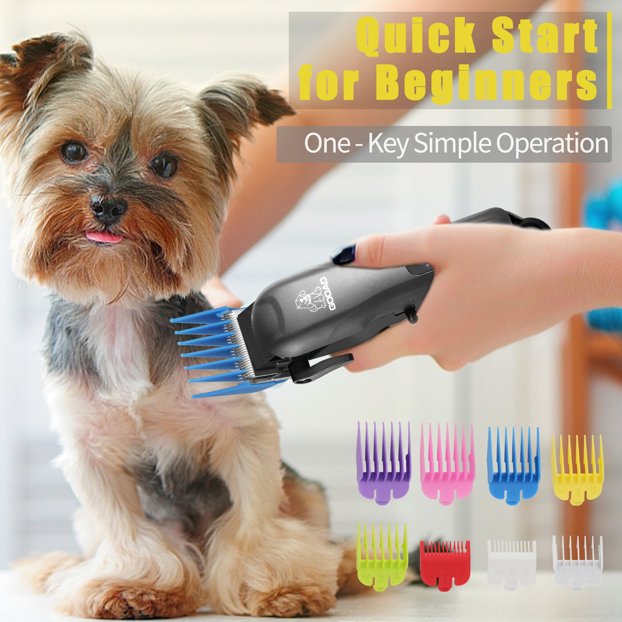 Dog Clippers For Grooming,Dog Grooming Kit For Heavy Thick Hair&Coats/Low Noise Rechargeable Cordless Pet Shaver With Paw Trimme