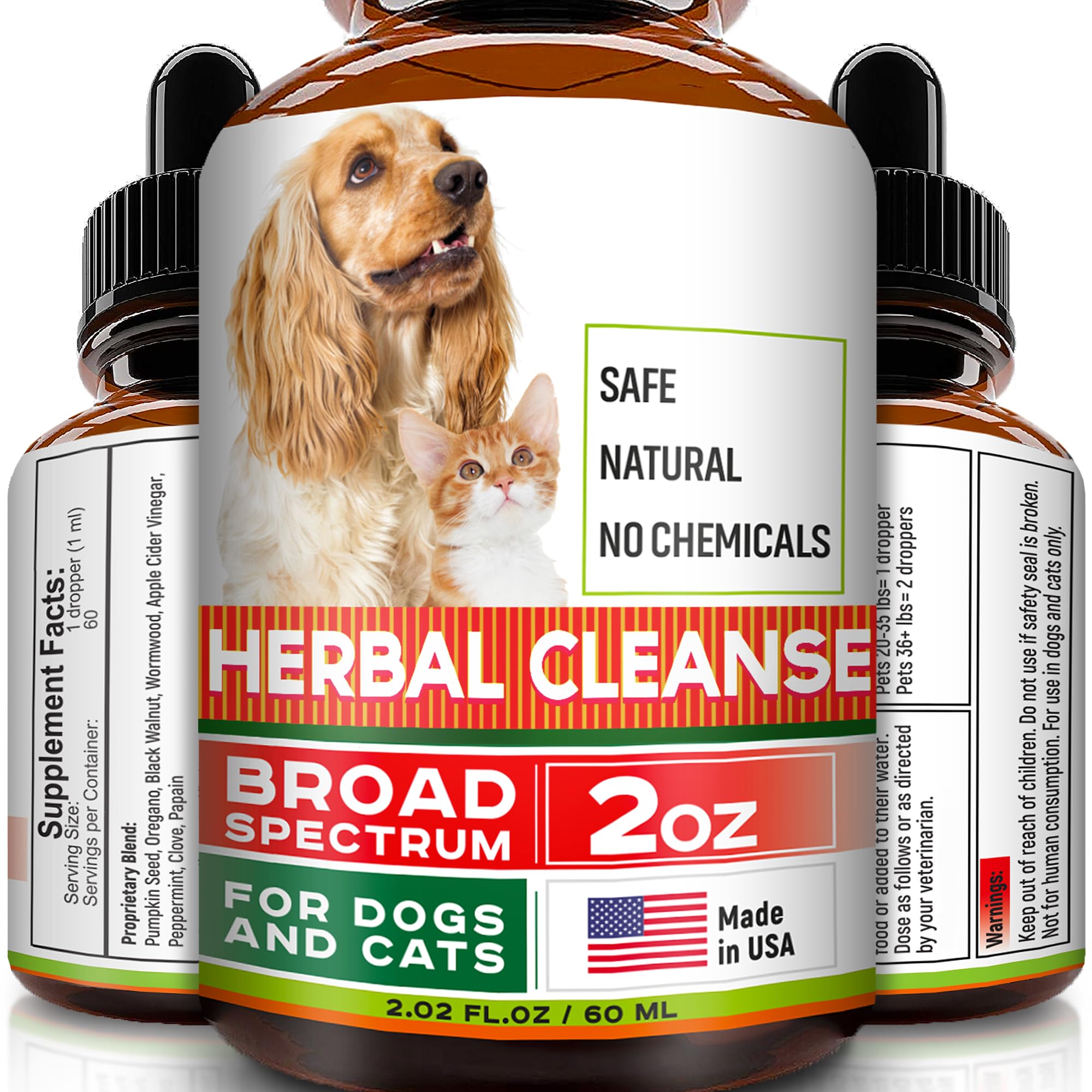 Herbal Cleanse fot Cats and Dogs - Homeopathics Parasites and Toxins for Dogs and Cats - All Breeds and Size - Puppy & Kitten - 