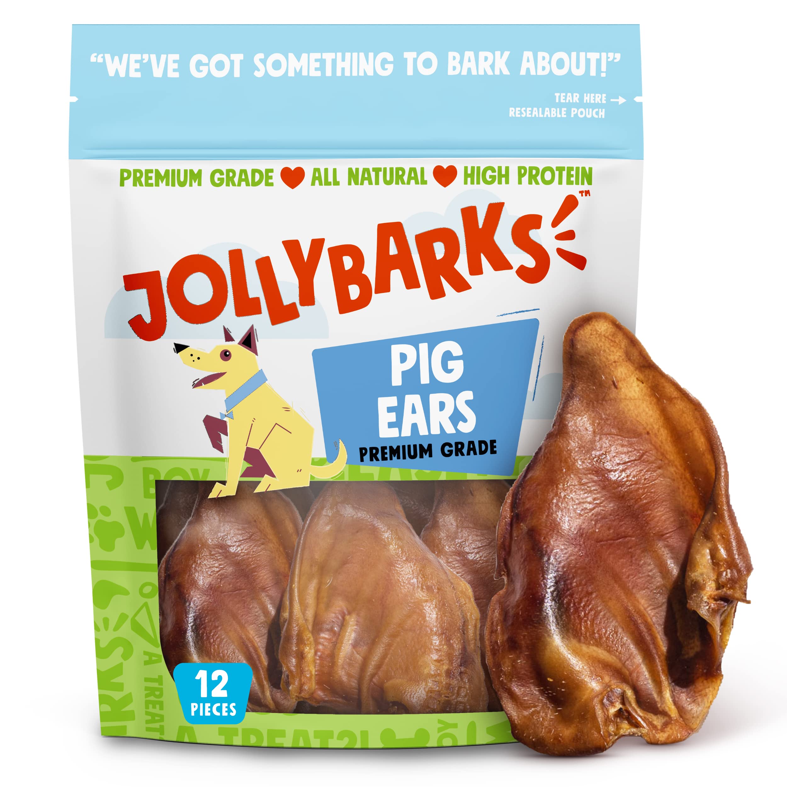 Jolly Barks 6 Inch Whole Pig Ears for Dogs | All Natural Dog Treats Pig Ears Dog Treats | Single Ingredient Dog Chews Dog Treats