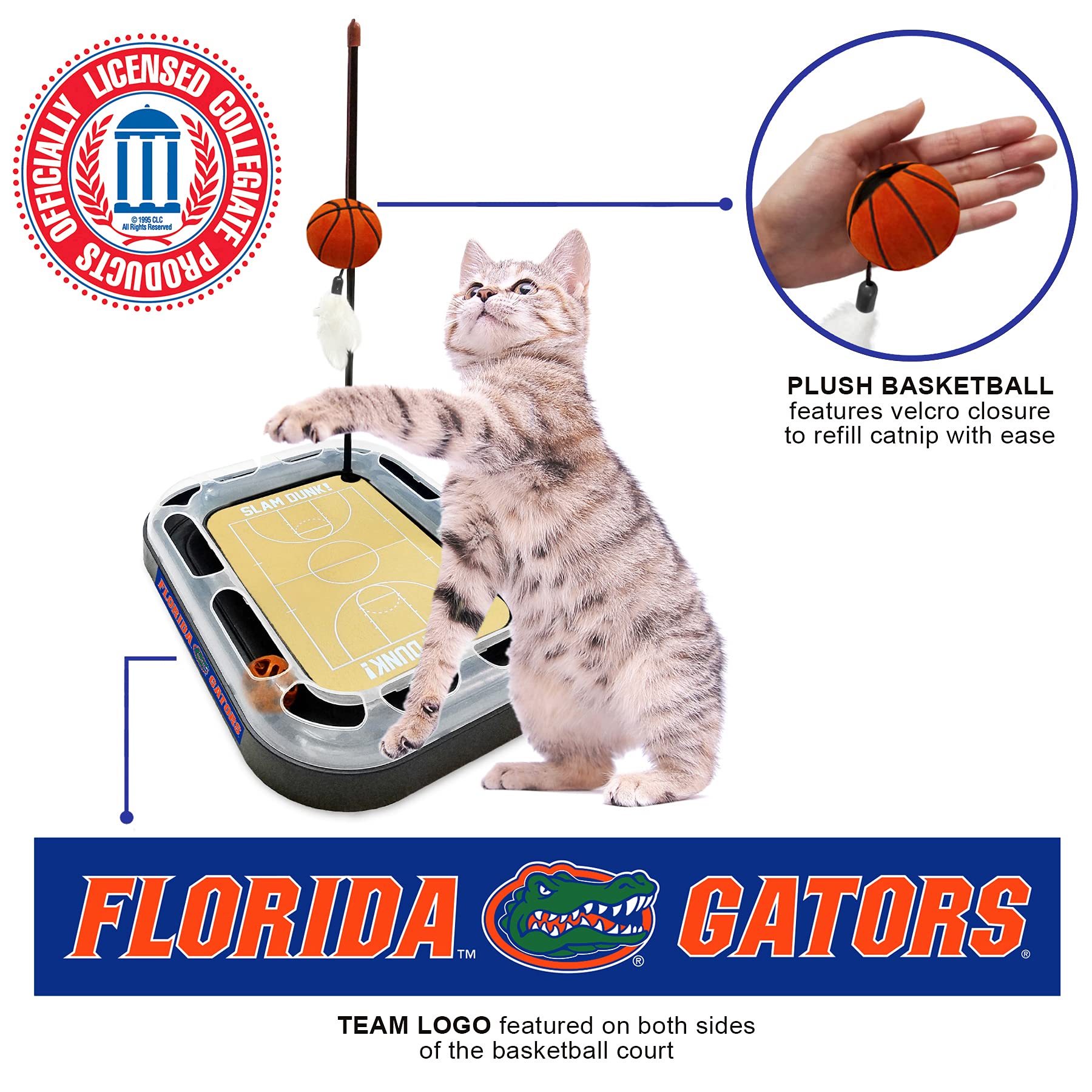 Cats Scratcher Ncaa Florida Gators Basketball Court Cat Scratcher Toy With Catnip Filled Plush Basketball Toy & Feather Cat Toy