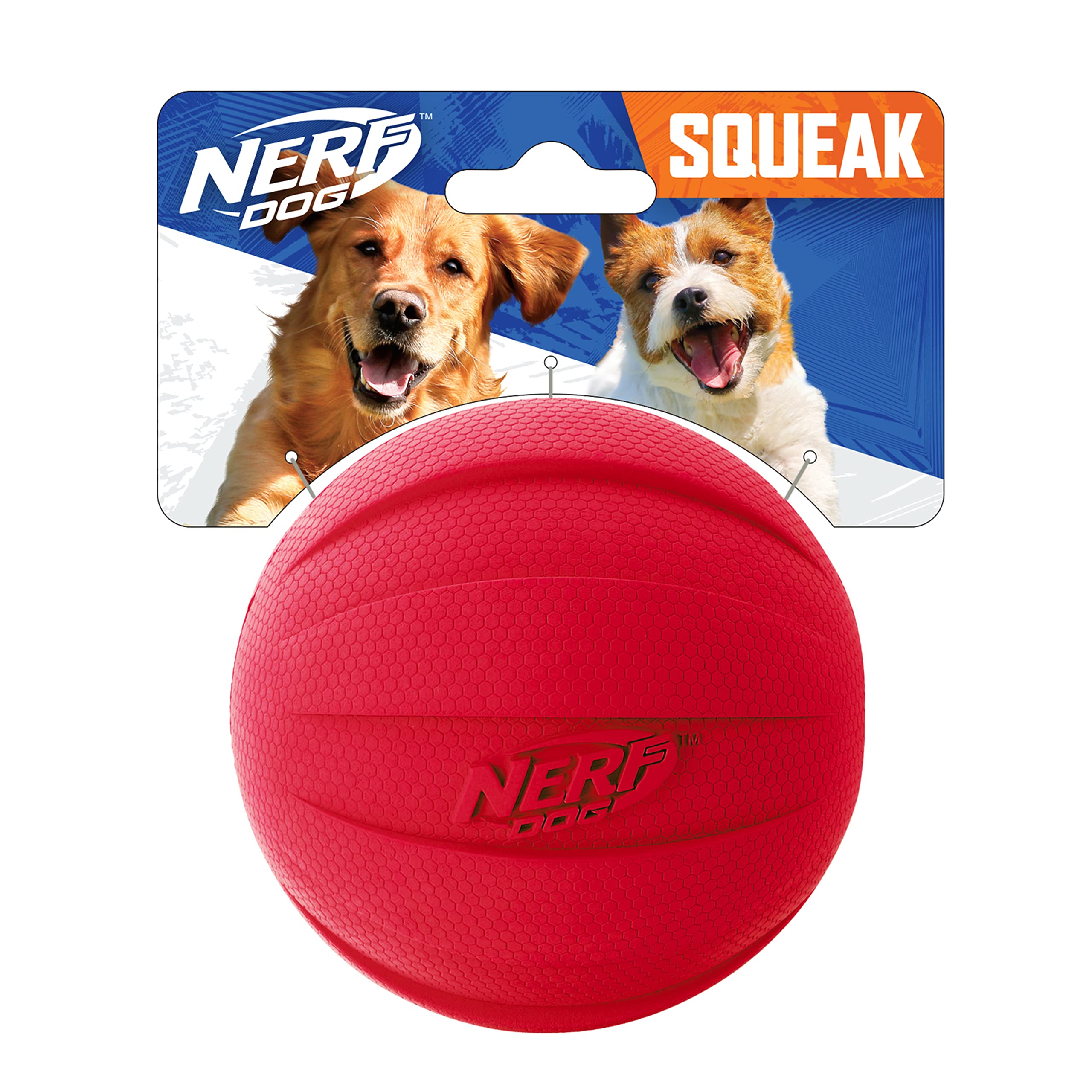 Nerf Dog Rubber Ball Dog Toy With Interactive Squeaker, Lightweight, Durable And Water Resistant, 4 Inch Diameter For Medium/Lar