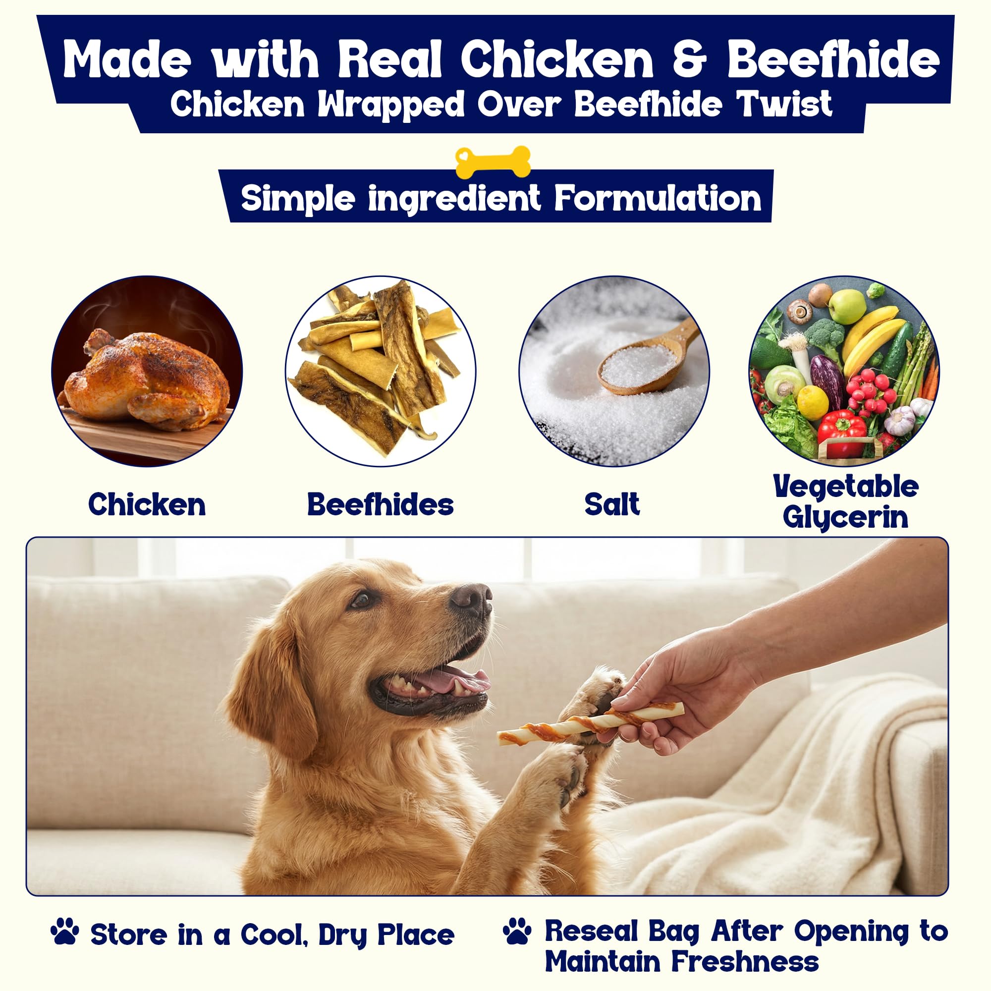 Beefeaters Beefhide 5in Twist with Real Chicken, 26oz - Protein-Rich Dog Treats for Clean Teeth, Ideal for Training & All Dog Si