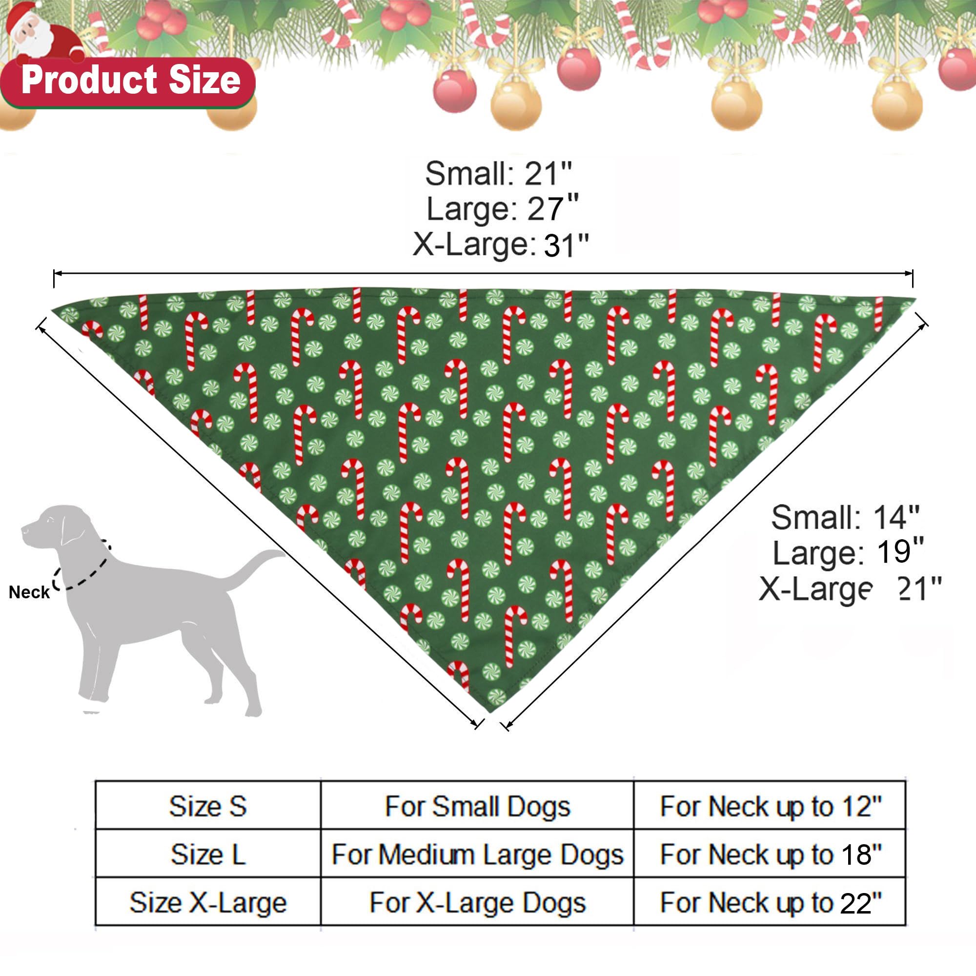 ADOGGYGO 4 Pack Dog Bandana Christmas Scarf Bibs Kerchief Set Pet Christmas Costume Xmas Holiday Bandanas for Medium Large Dogs