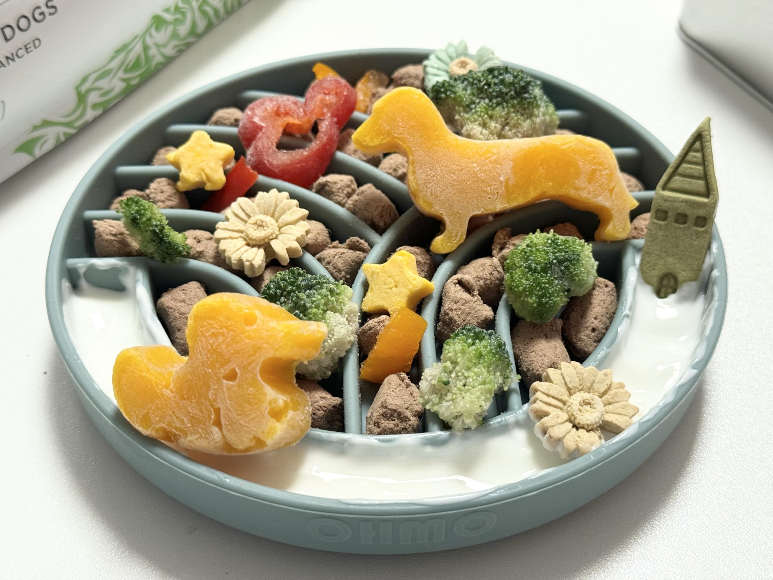 OHMO Slow Feeder Dog& Cat Bowl, Silicone Puppy Cat Food Bowl with Anti-Slip Suction Cup Slow Down Small Dogs Eating, Anti Chokin