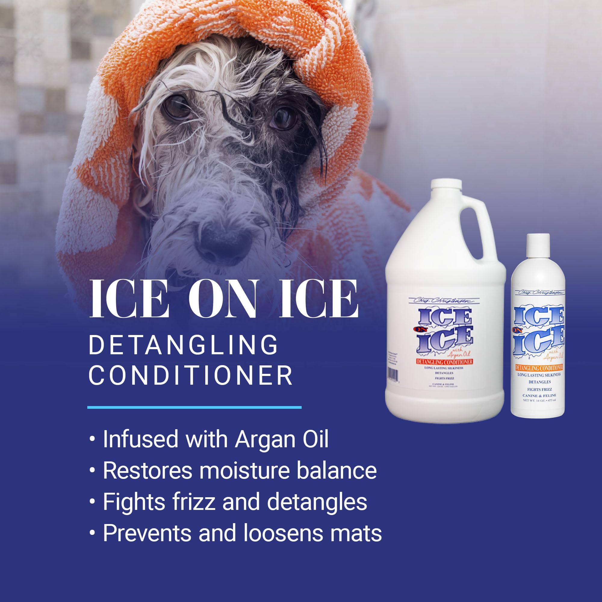 Chris Christensen Ice On Ice Detangling Dog Conditioner, Groom Like A Professional, Dematts, Moisturizes, Creates Long Lasting S