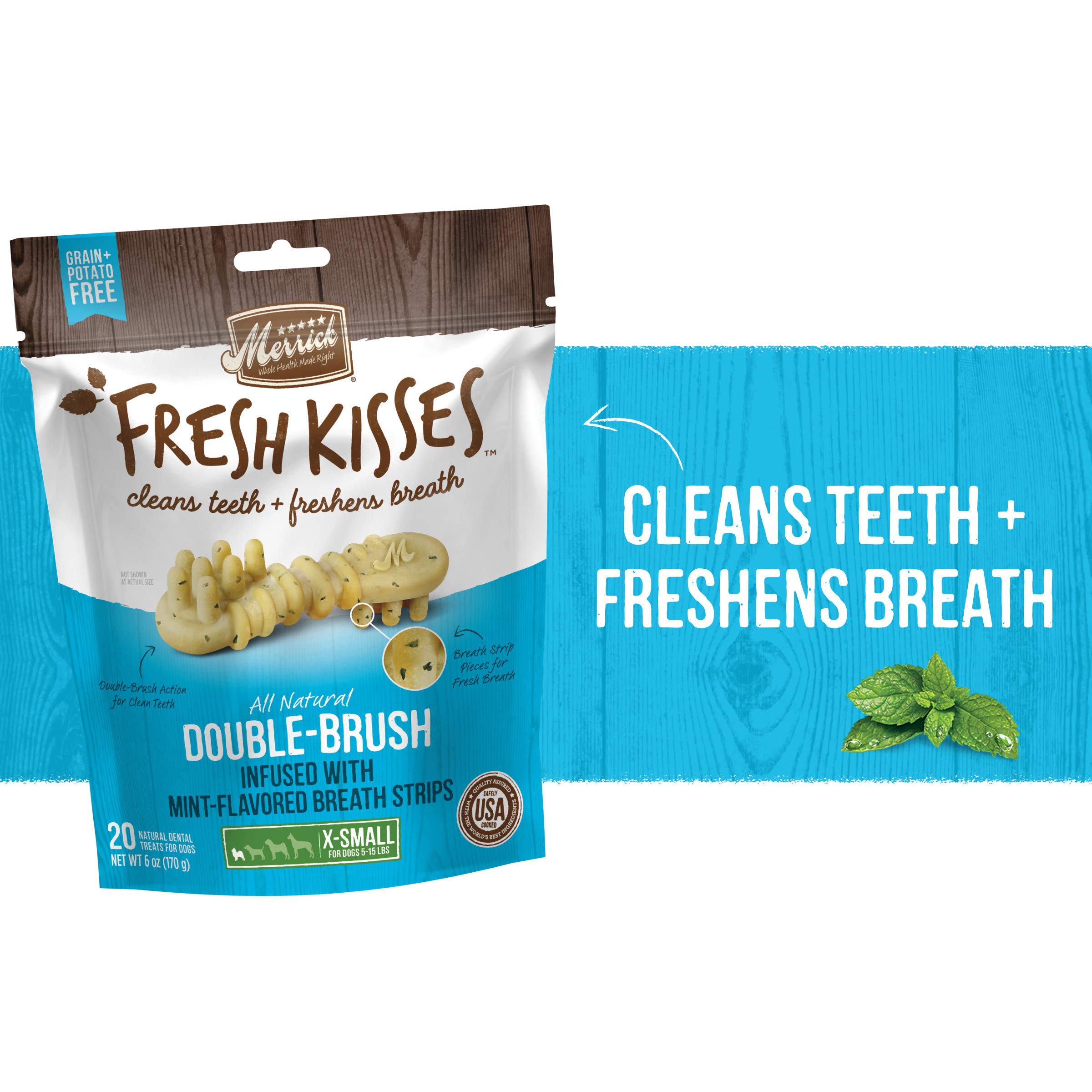 Merrick Dog Fresh Kisses Mint Strips Xsmall 6Oz 20 Count