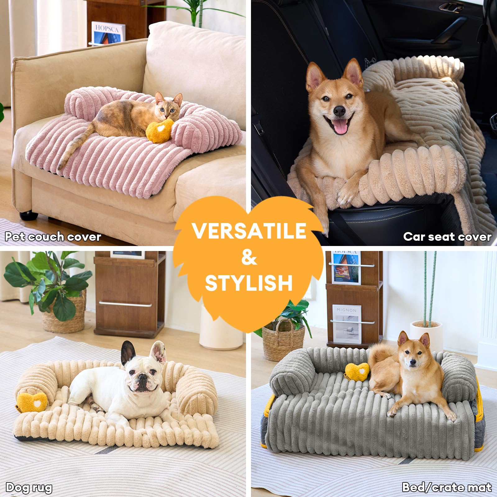 Funny Fuzzy Pet Couch Cover For Sofa, Calming Dog Bed For Couch, Fluffy Plush Cat Bed Mat For Furniture Protector For Small Dogs