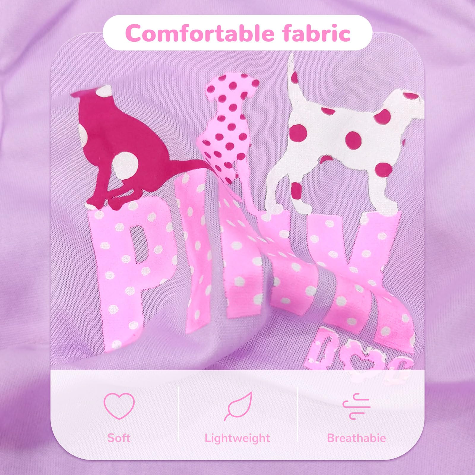 Tengzhi 4 Pack Dog Shirt Vest Soft Lightweight Puppy Tshirt Cute Pink Dog Printed Small Dog Clothes Summer Sleeveless Yorkie Chi