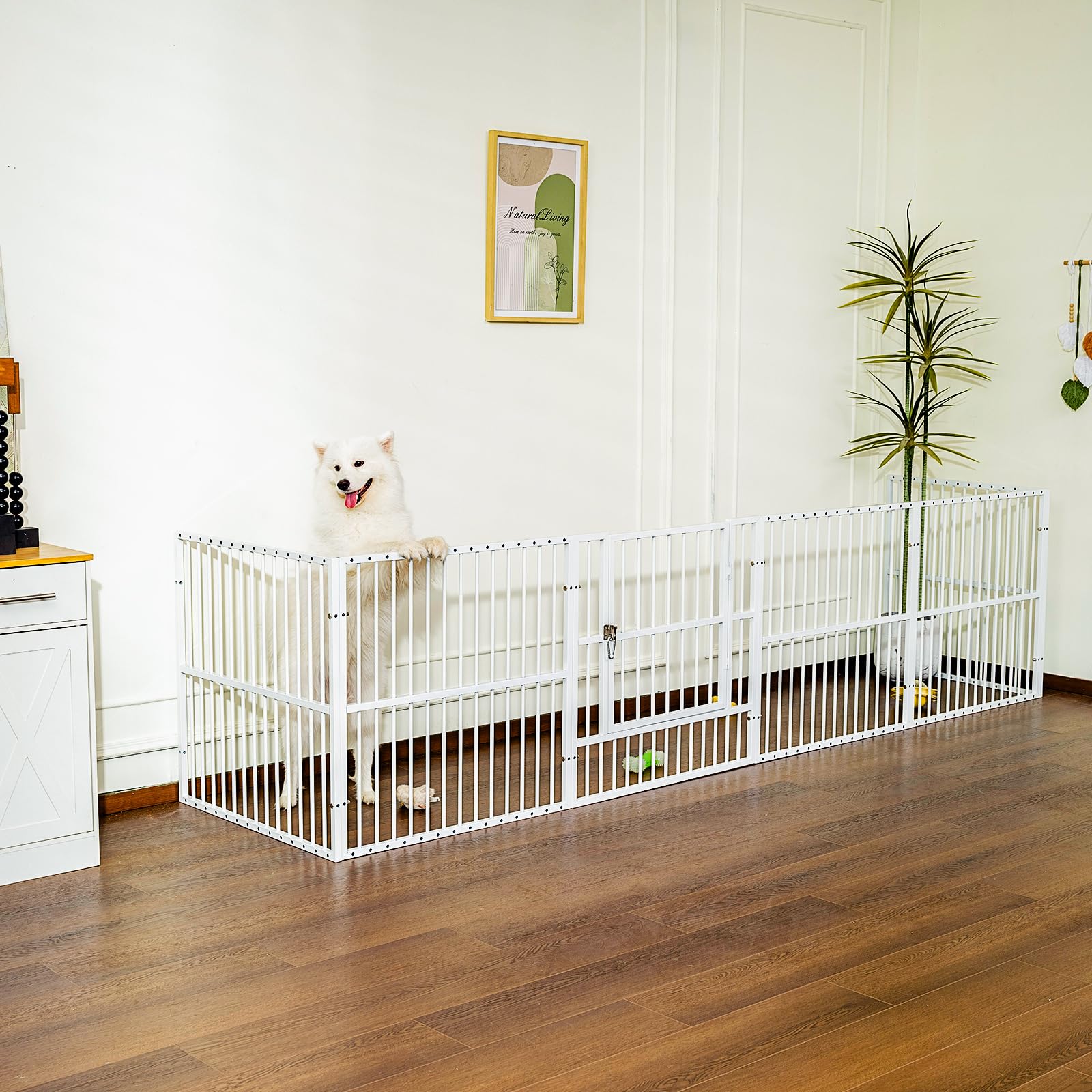RYPetmia Dog Playpen - 32 Height Dog Pen, Heavy Duty Puppy Pen with Door, Safe & Sturdy, Easy Assemble for Indoor/Outdoor Pet Pl