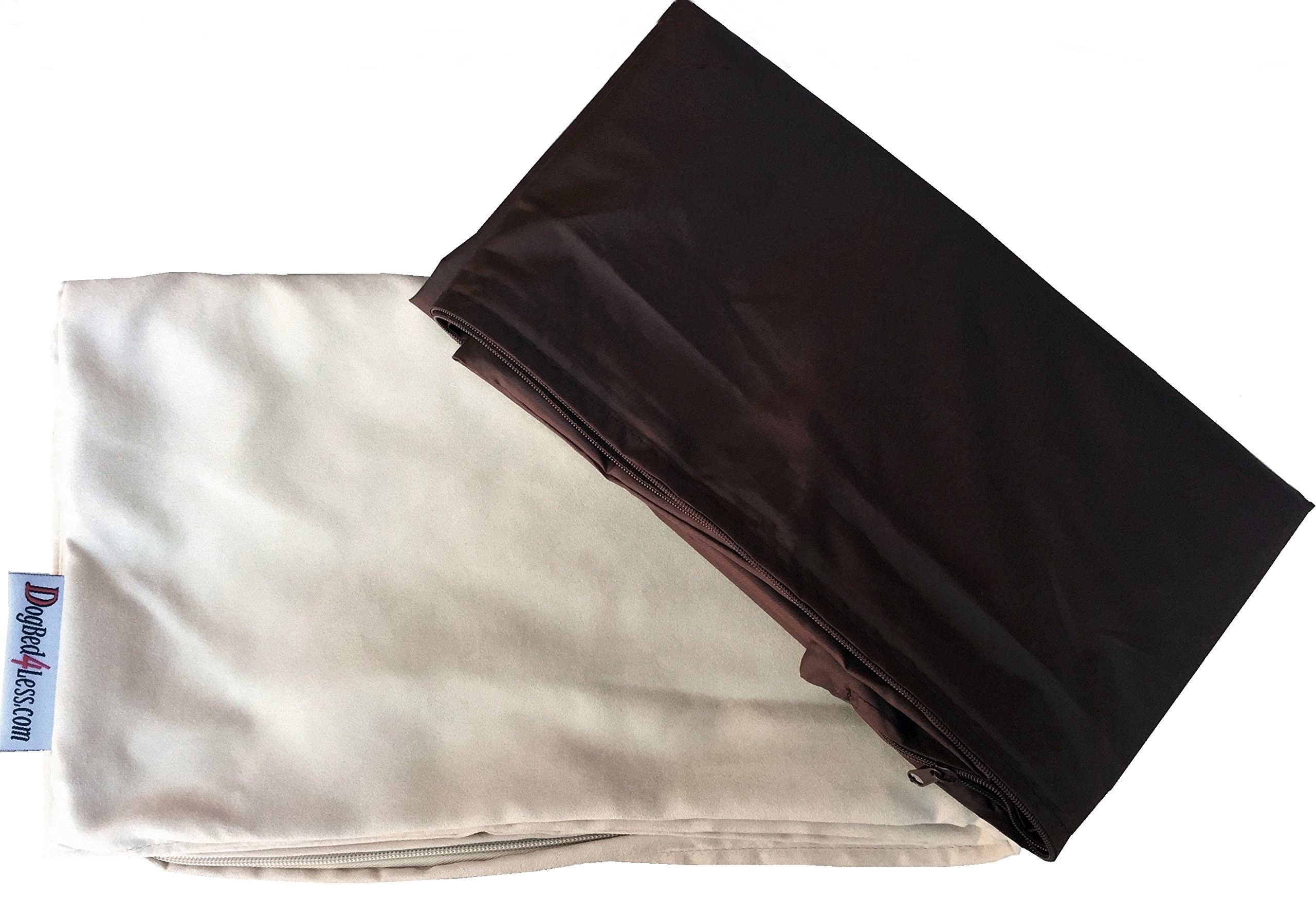 Dogbed4Less Gel Memory Foam Dog Bed For Medium Large Pet With Waterproof Internal Cover, Microsuede Khaki 34X27X3 Inches