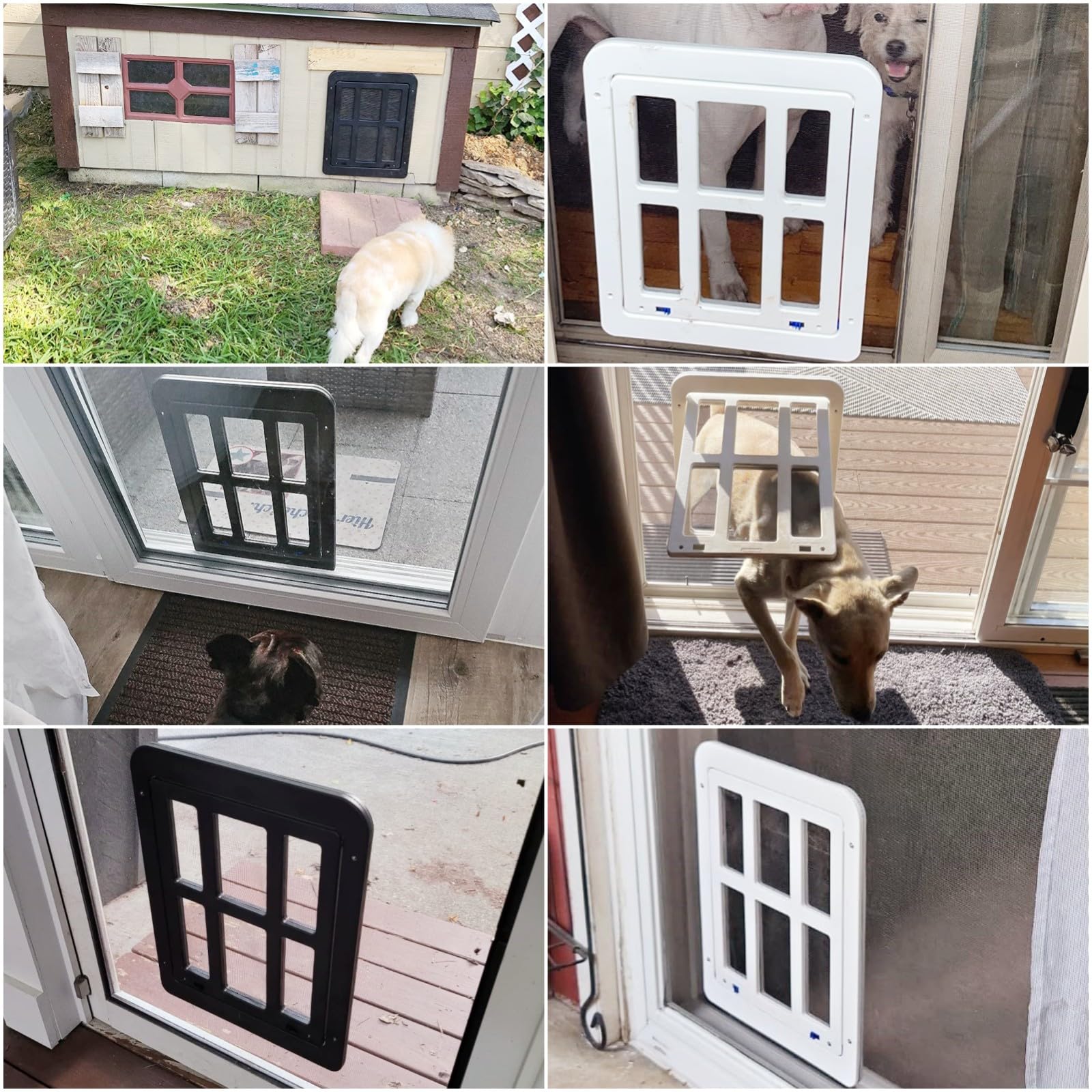 Enjoying Dog Door For Screen Door, Black, 11'X13' Opening, Doggie Door For Sliding Door, Screen Door With Pet Door Built In, Magnetic Swing Flap, Large Cat Door Screen, Lockable