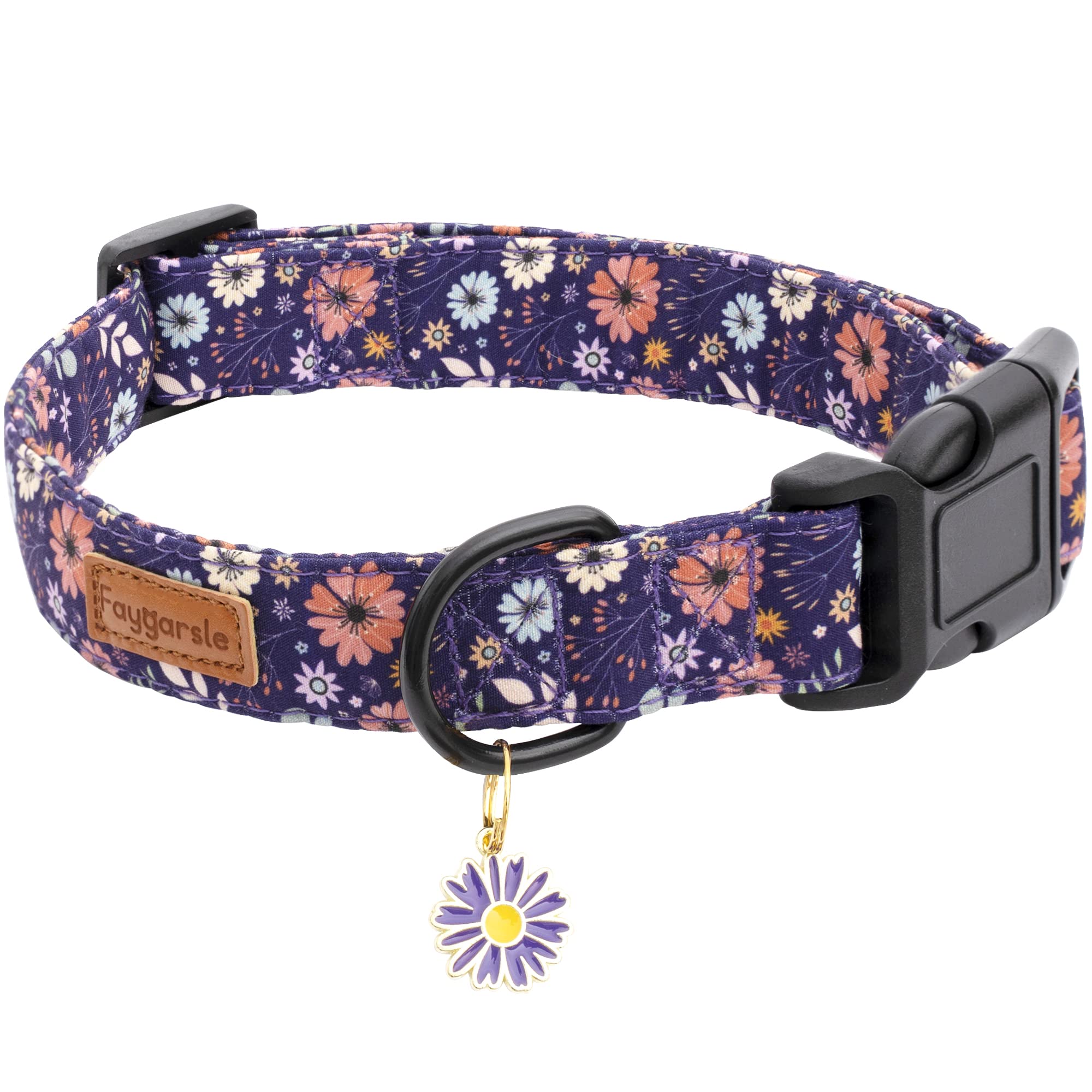Faygarsle Floral Dog Collar For Girls And Female Dogs Soft And Fancy Pet Collar With Flower Design Ideal Purple Dog Collar For S