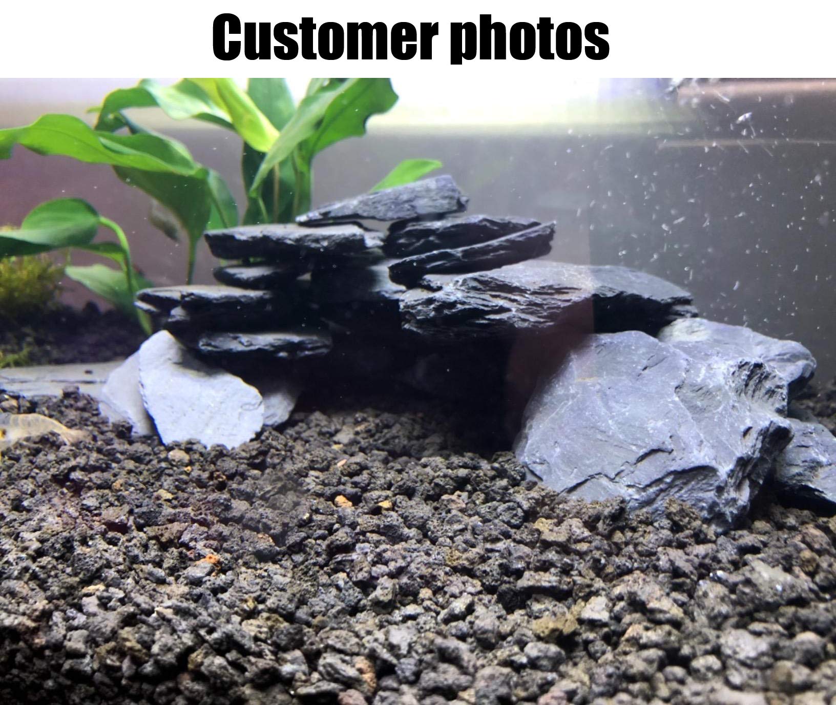 Voulosimi Natural Slate Rocks 1-3 inch, PH Neutral Stone for Aquariums, Landscaping, Tank Decoration - 3.5 lbs