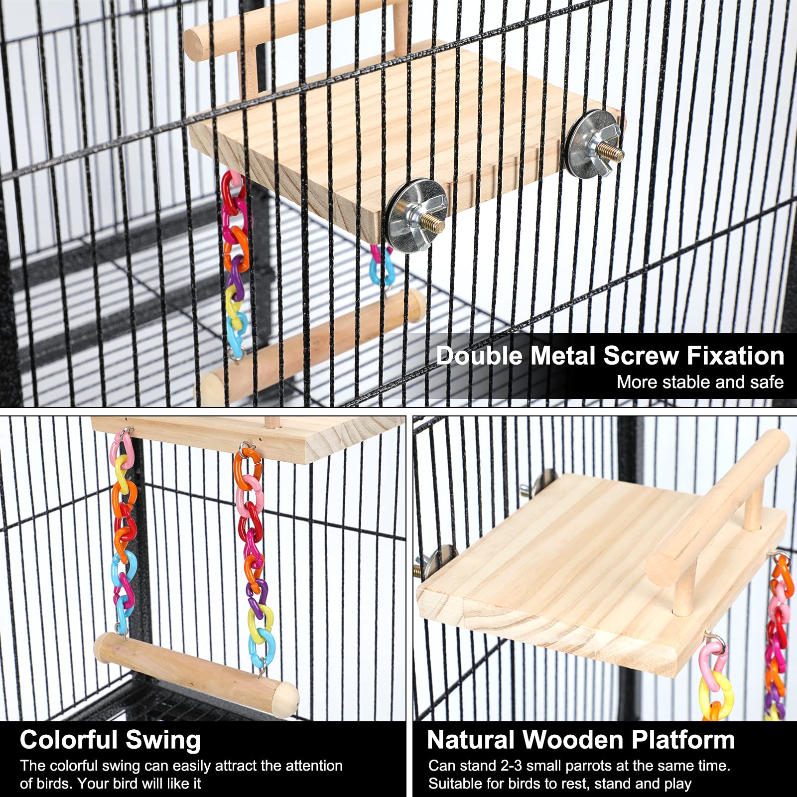 FrgKbTm Bird Perches Cage Toys Parrot Wooden Platform Play Gyms Exercise Stands with Acrylic Wood Swing Ferris Wheel Chewing for