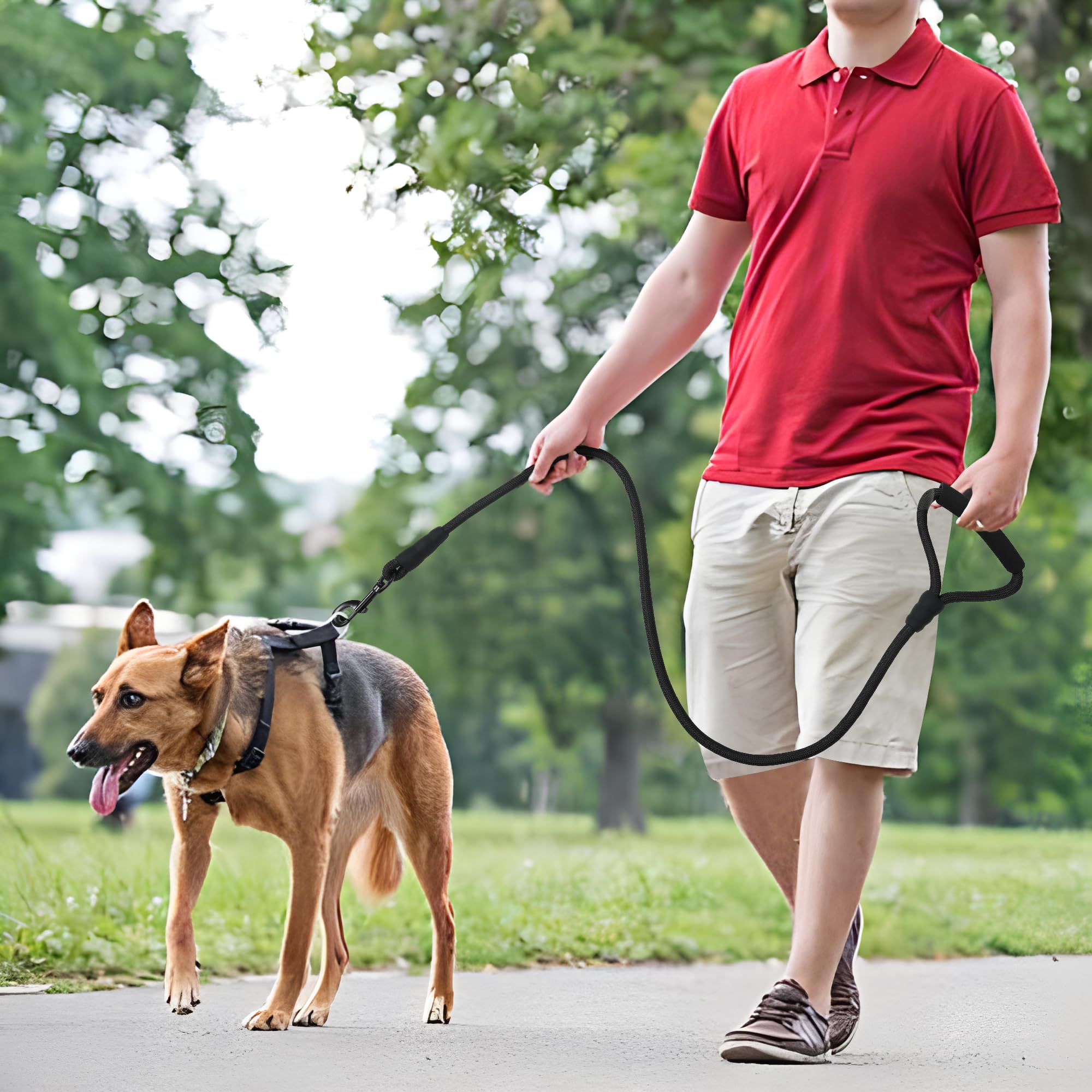 Mile High Life Dog Leash With Comfortable Padded Handle | Black Nylon Rope Dog Leash | Heavy Duty 5 Feet Dog Leashes (Black)