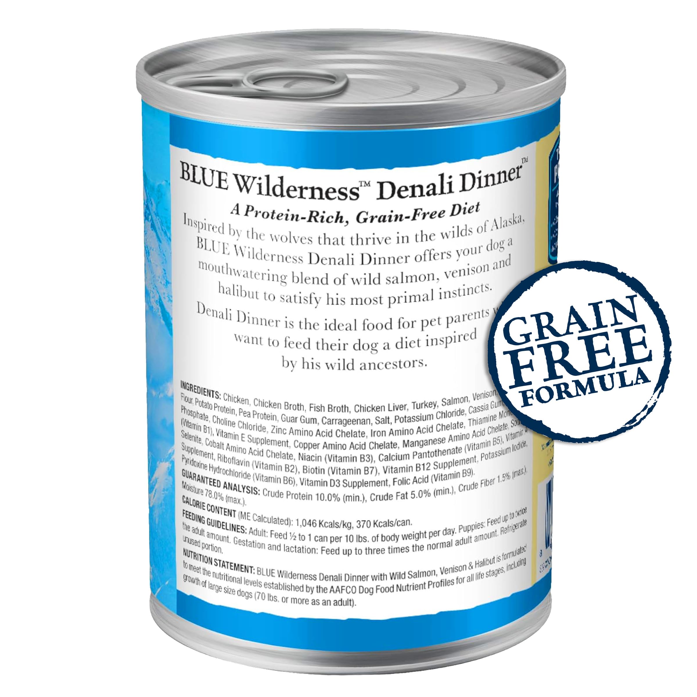 Blue Buffalo Wilderness Denali Dinner Wet Dog Food, High-Protein & Grain-Free, Made with Natural Ingredients, Wild Salmon, Venis