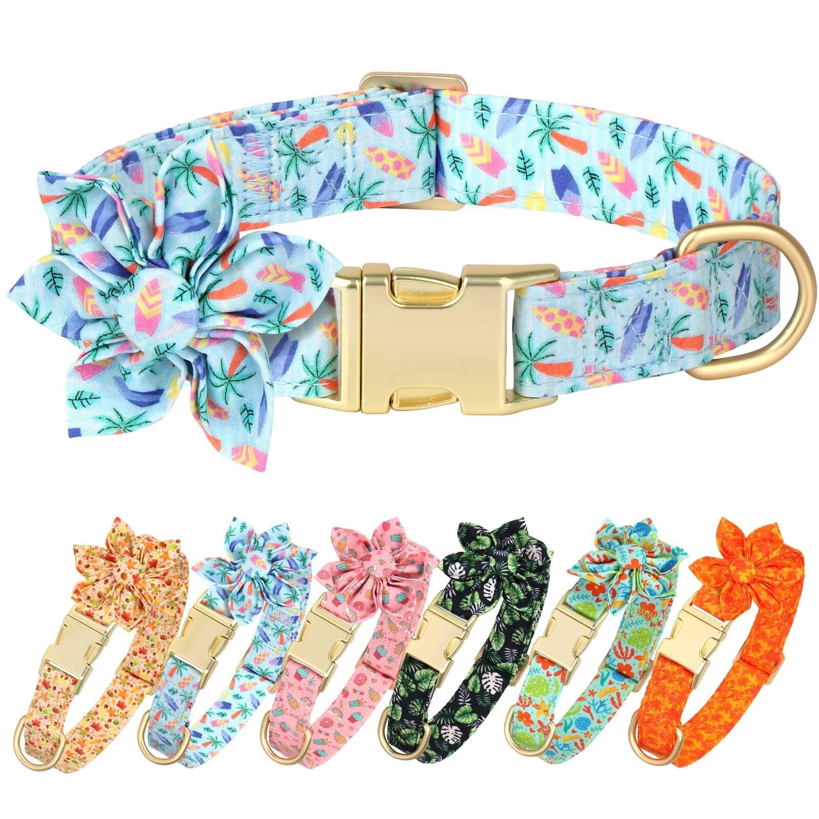 Beirui Cute Girl Dog Collars for Female Dogs, Summer Dog Collar with Flower, Soft Floral Pet Collars for Small Medium Large Dogs