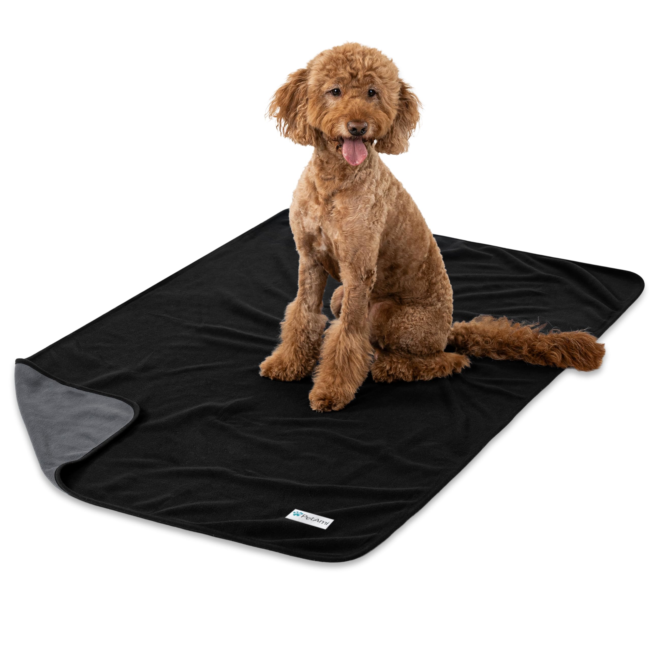 Petami Waterproof Dog Blanket For Extra Large Pets Dogs Cats, Large Pet Couch Cover Protector For Furniture, Reversible Washable Soft Fleece Cat Blanket For Bed Couch Sofa, 60X80 (Black/Gray)