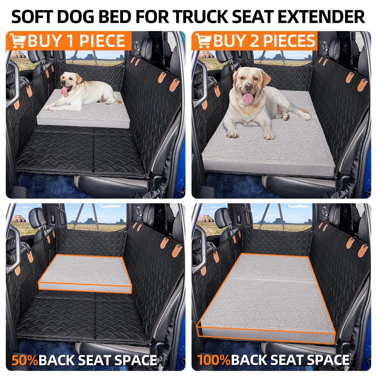 Maxfut Dog Bed For Truck Back Seat Extender,Waterproof Large Dog Mat For Seat Cover Back Seat,Washable Pet Bed For Car Hammock(G