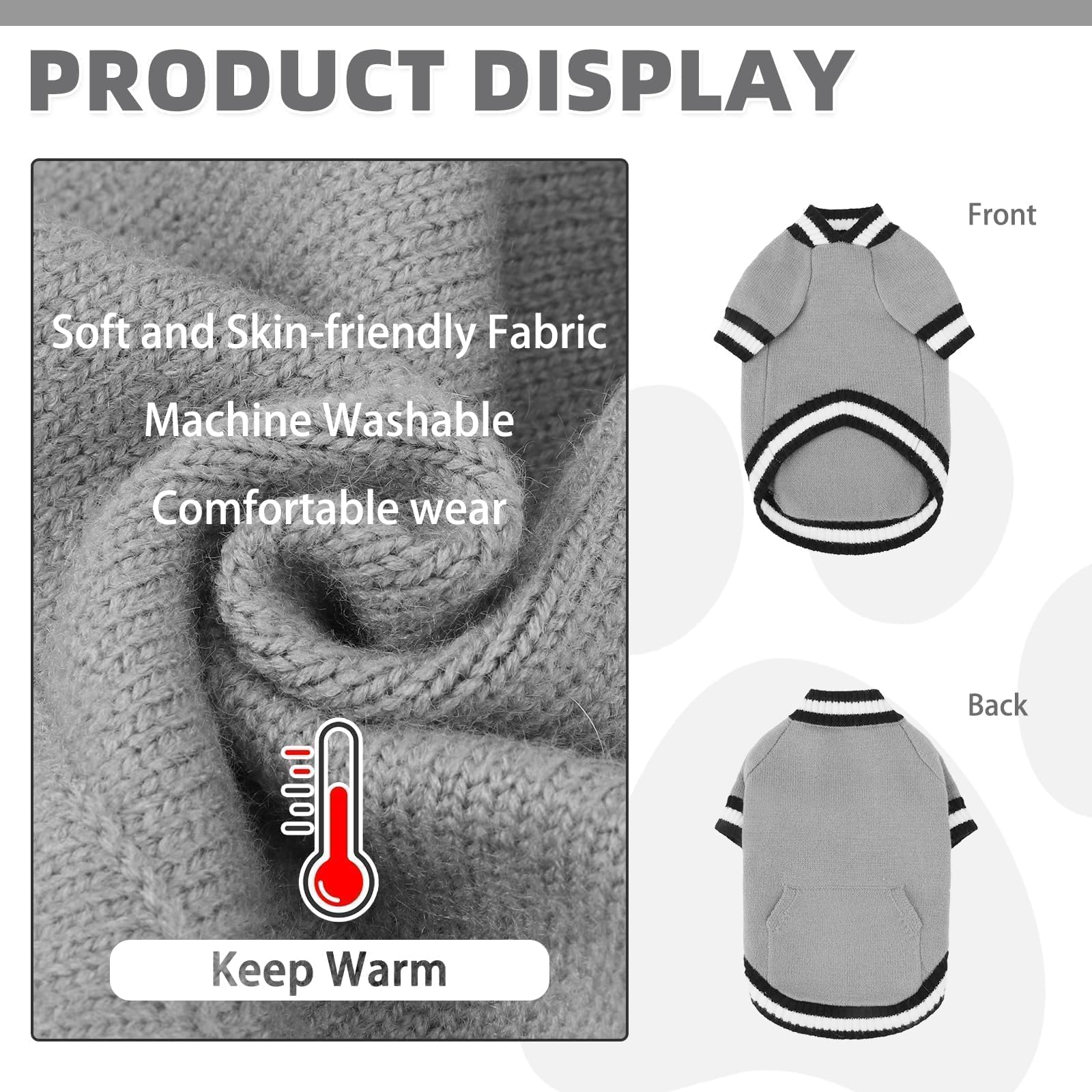 Kooltail Small Dog Sweater Winter Clothes - Knitwear Soft Cold Weather Coat With Pocket, Pet Fleece Sweatshirt Shirt Pullover Ou