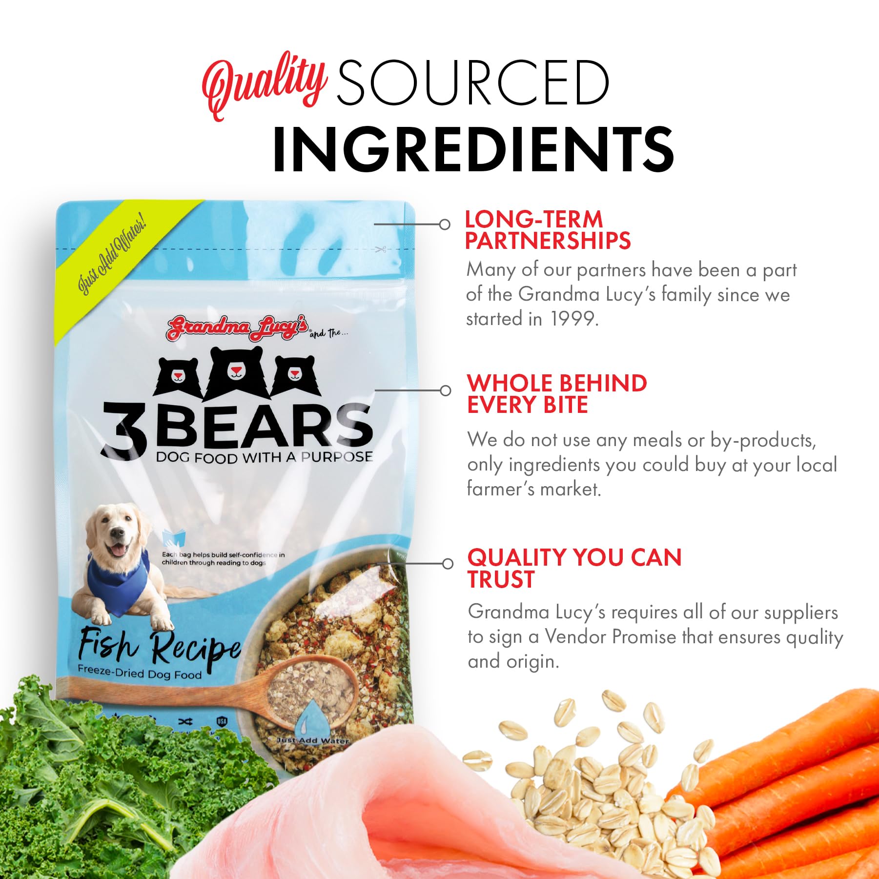Grandma Lucys 3 Bears Fish Dog Food - 1lb