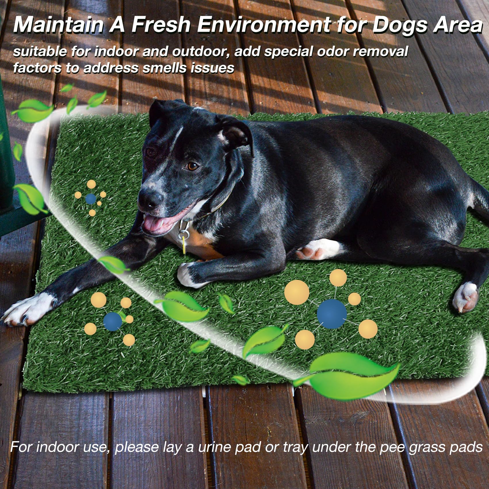 GLOBREEN Artificial Dog Grass Pee Pads - 28"x18" Reusable Turf, Anti-Odors, Green, 2 Packs, Model GLB-WG-28X18