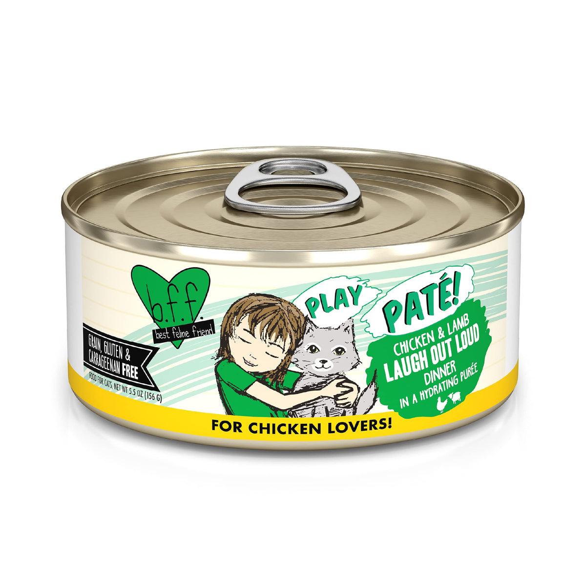 Weruva B.F.F. Play - Best Feline Friend Pat   Lovers, Aw Yeah!, Chicken & Lamb Laugh Out Loud With Chicken & Lamb, 5.5Oz Can (Pa