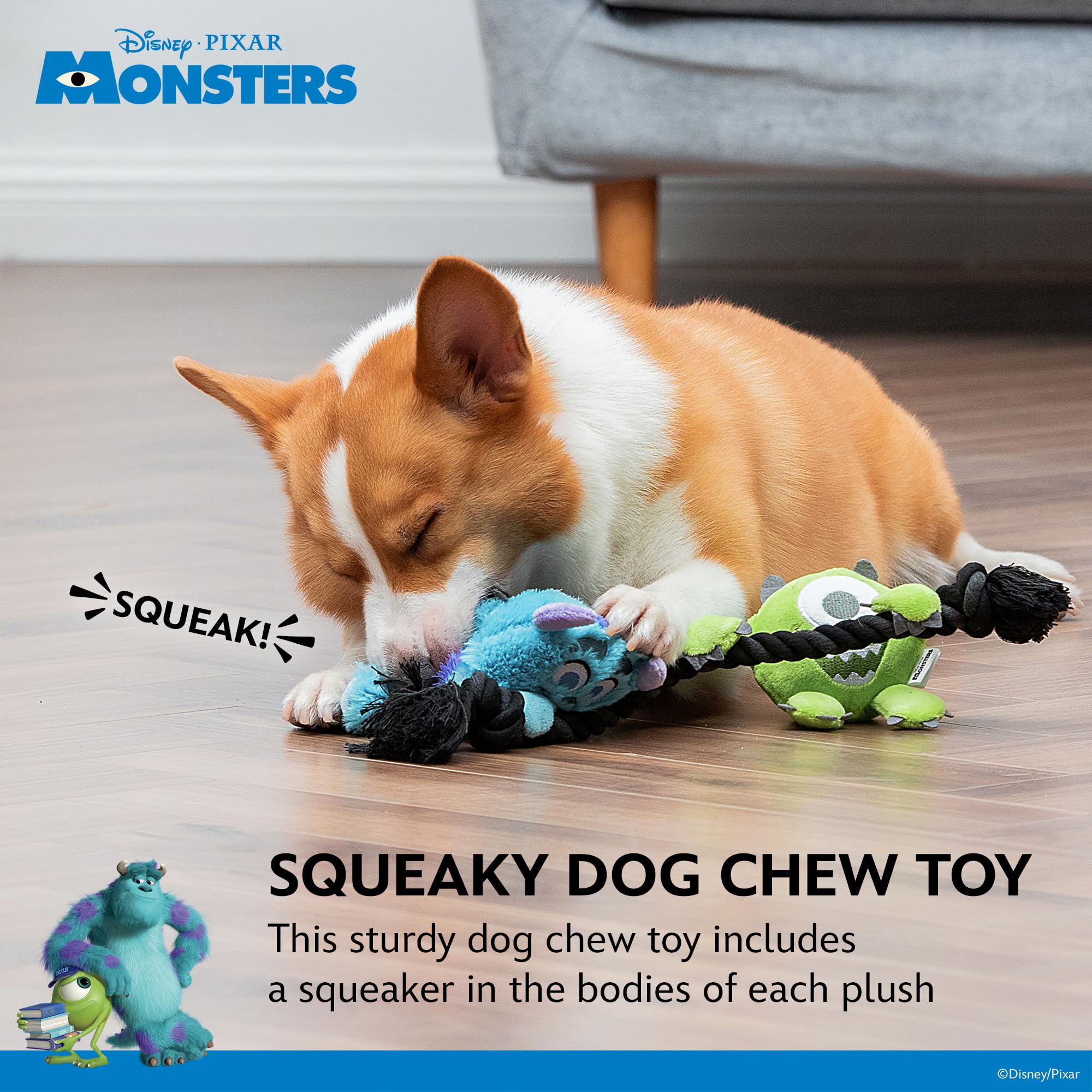 Disney For Pets Pixars Monsters, Inc. Rope Pet Toy, 12In | Disney Pixar Dog Toys | Rope Tug Toy For Dogs Inspired By Mike And Su