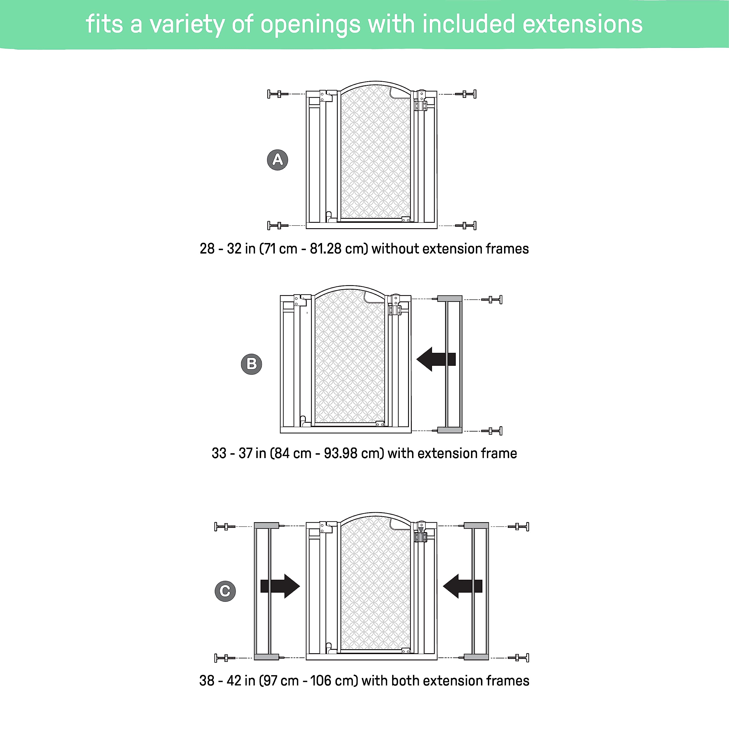 Summer Infant Modern Home Walk-Thru Safety Pet And Baby Gate, 28'-42' Wide, 30' Tall, Pressure Or Hardware Mounted, Install On Wall Or Banister In Doorway Or Stairway, Auto Close Door - Espresso