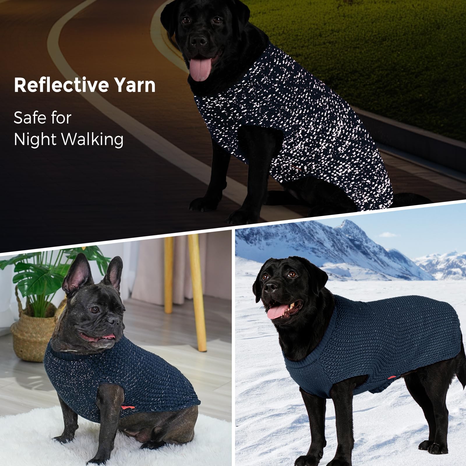 Kyeese Dog Sweater Comfy Dog Sweater Medium Size Dog Medium Dog Sweater With Reflective Yarn Warm Dog Coats Stretchy Dog Clothes
