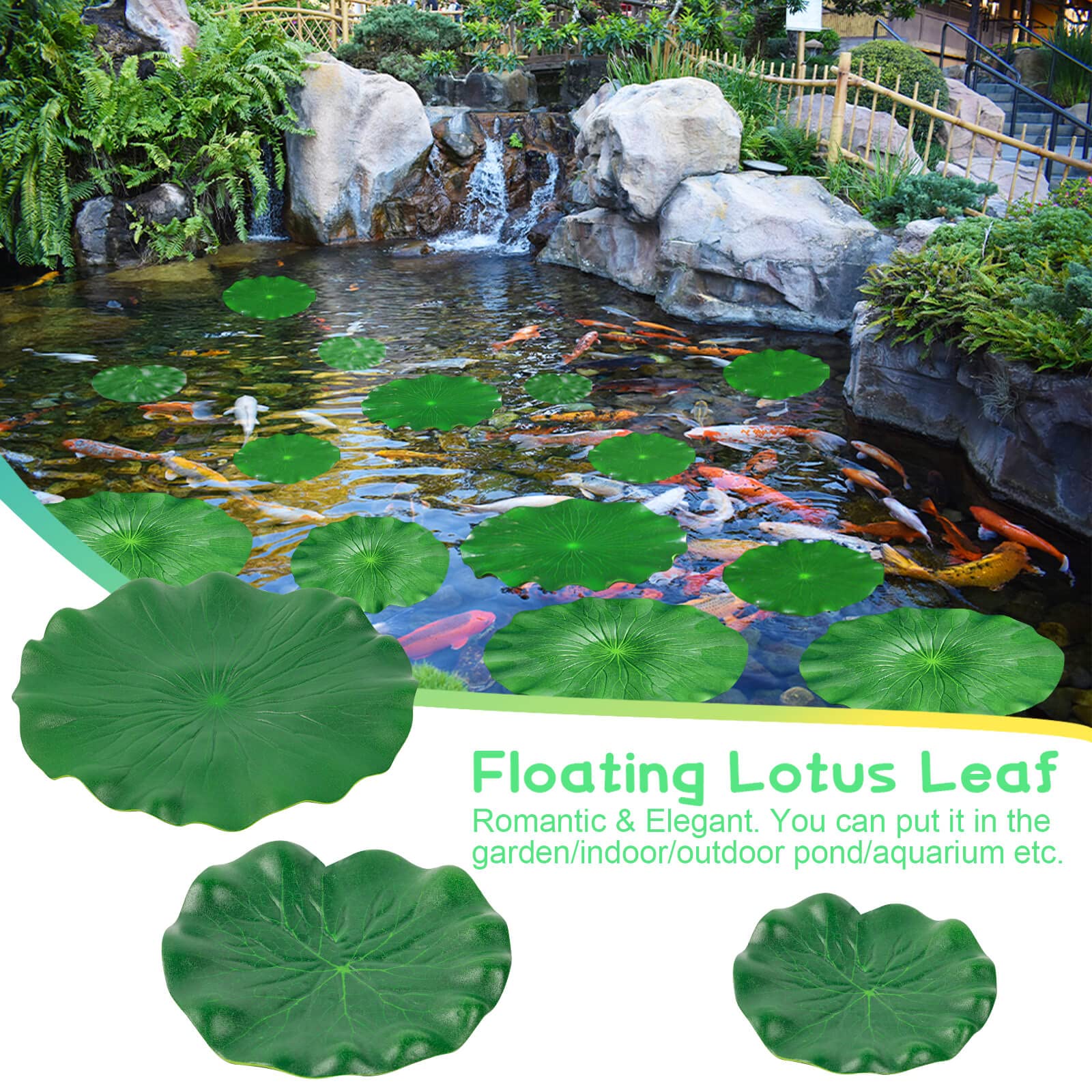 Ffniu 12Pcs Lily Pads For Ponds, Artificial Floating Foam Lotus Leaves, Lily Pads Foliage Pond Decor For Koi Fish Pool Patio Aquarium