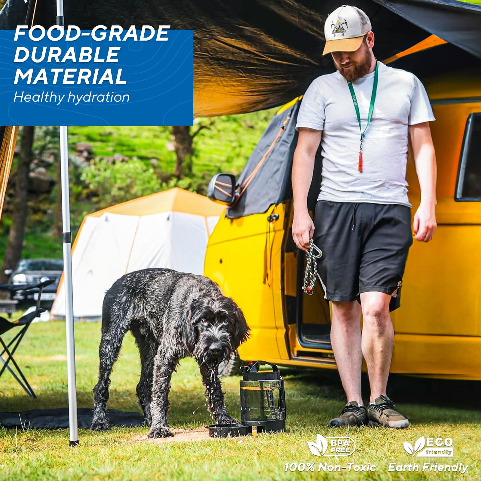 lesotc 77oz Portable Dog Travel Water Bottle - Black Large Water Bowl for Dogs, Perfect for Camping, Hiking, Beach, and Outdoor Activities