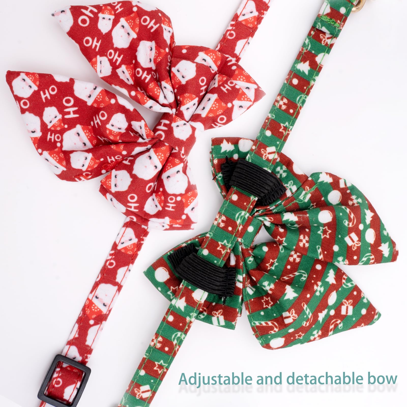 Faygarsle 2 Pack Christmas Cat Collar Cute Holiday Cat Collar With Bow Tie Breakaway Red Green Winter Collar For Boy And Girl Ca