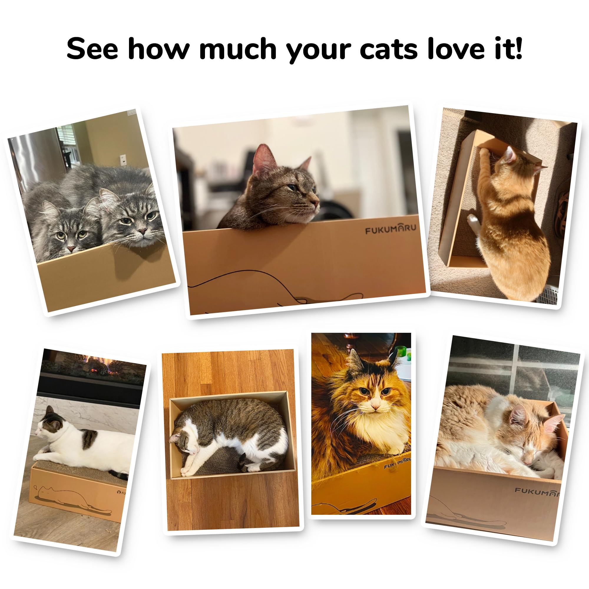 FUKUMARU 5 PCS Cat Scratching Boards, 11.4 Inch Width Ex-Large Cat Scratcher Box, Reversible Cardboard Scratchers for Indoor Cat