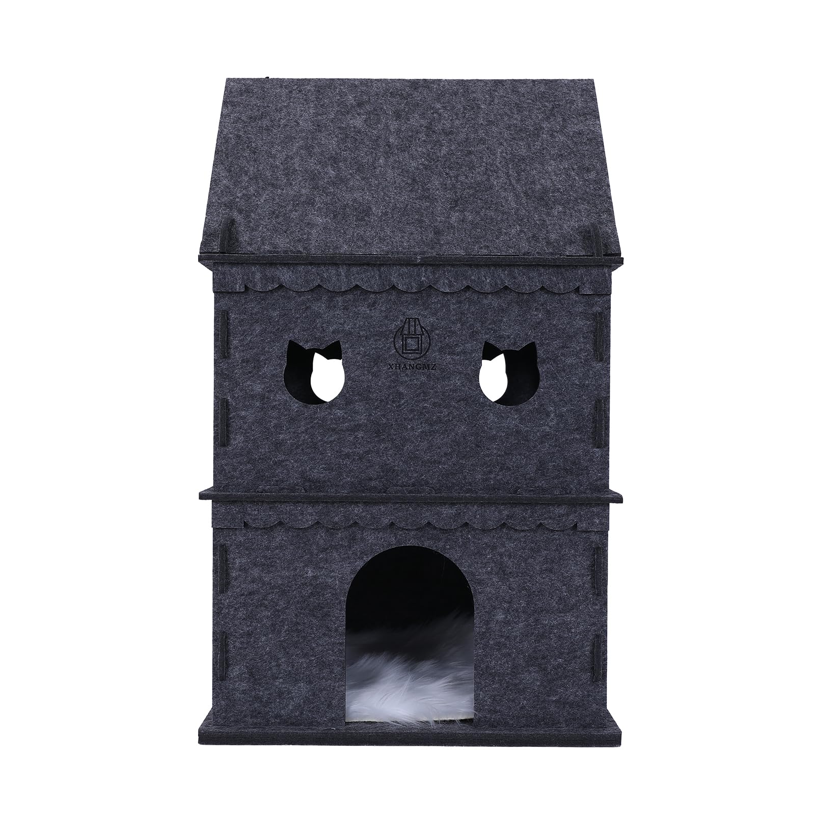 3-Storey Cat House For Indoor Cat Condos,Pet Cat Bed Hideaway Strong Castle For Multiple & Large Cats (3-Storey, 21.8''  21.8''