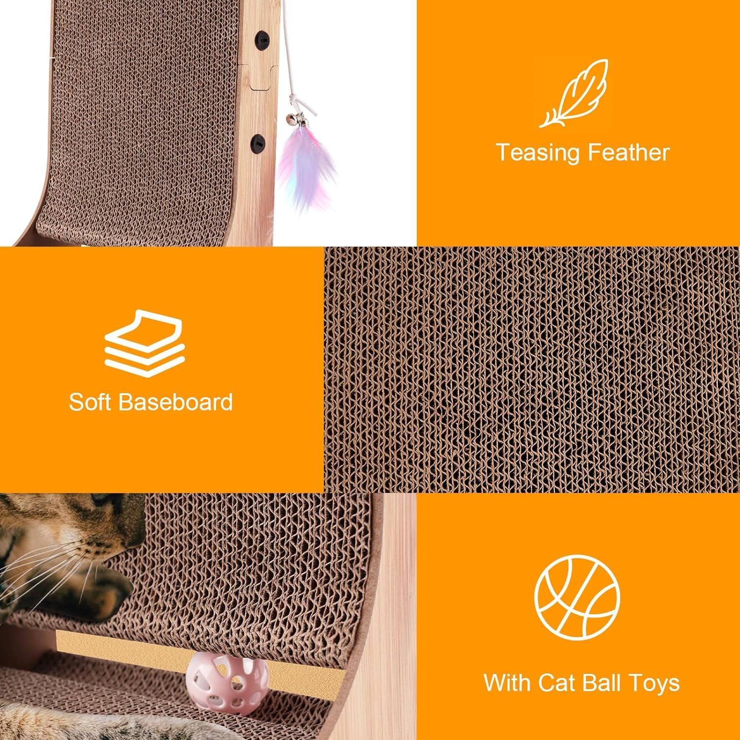 L Shape Cat Scratcher, 2Pack - 23.6 Inch Cat Scratchers For Indoor Cats, Protecting Furniture Cat Scratch Pad, Cardboard Cat Scr
