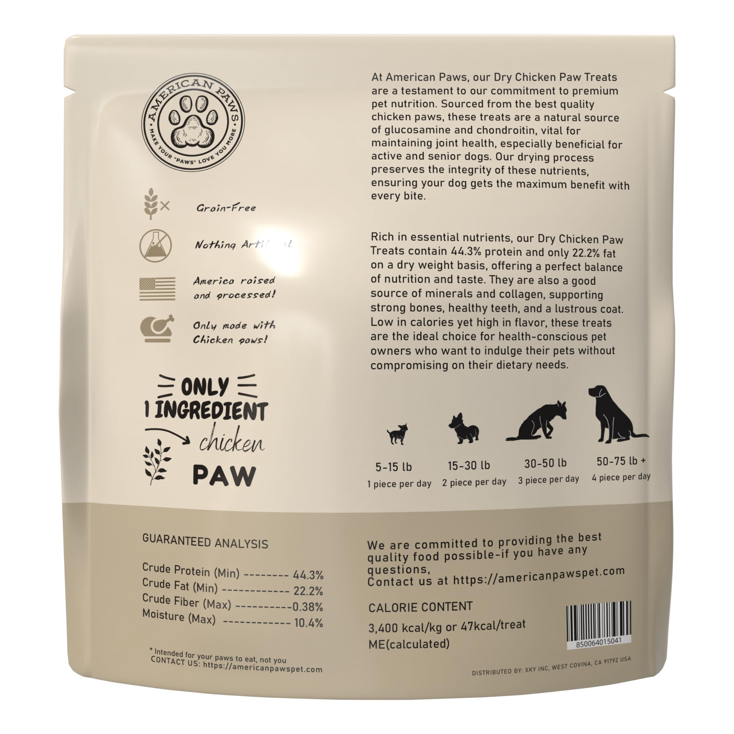 American Paws Dehydrated Chicken Feet Dog Treats, Only One Ingredient, No Additives, Made and Sourced in USA (3LB)