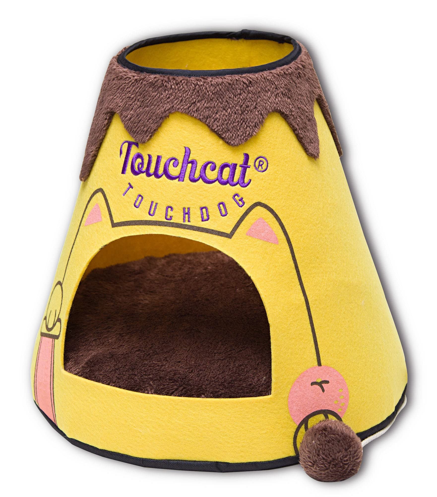 Touchcat 'Molten Lava' Triangular Frashion Designer Pet Kitty Cat Bed House Lounge Lounger W/Hanging Teaser Toy
